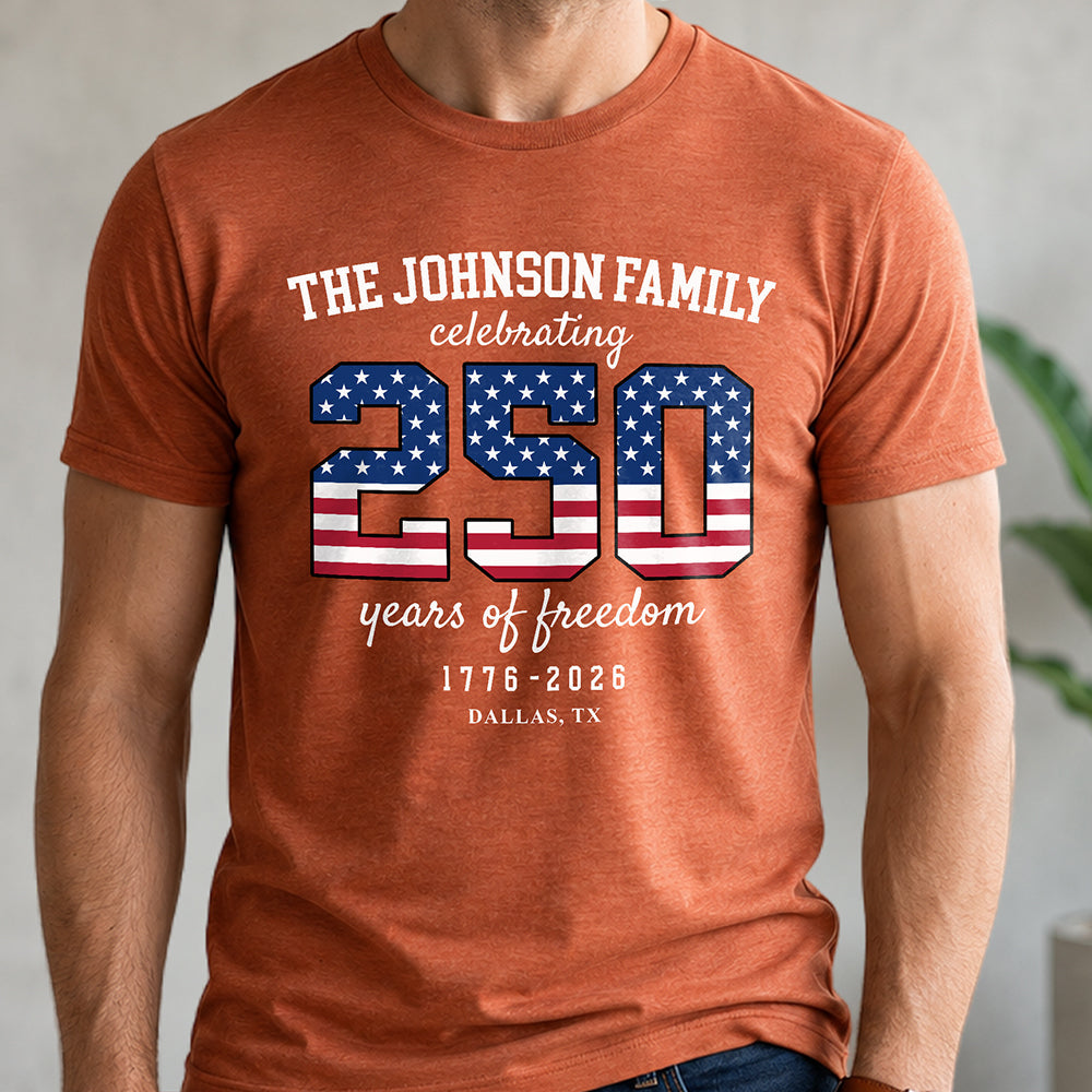 Custom Family Name Celebrating 250 Years Of Freedom 1776-2026 Comfort Shirt TH10 170241