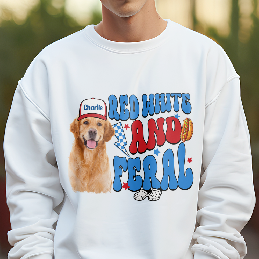 Custom Dog Cat Photo Red White And Feral Independence Day Bright Shirt LM32 893655