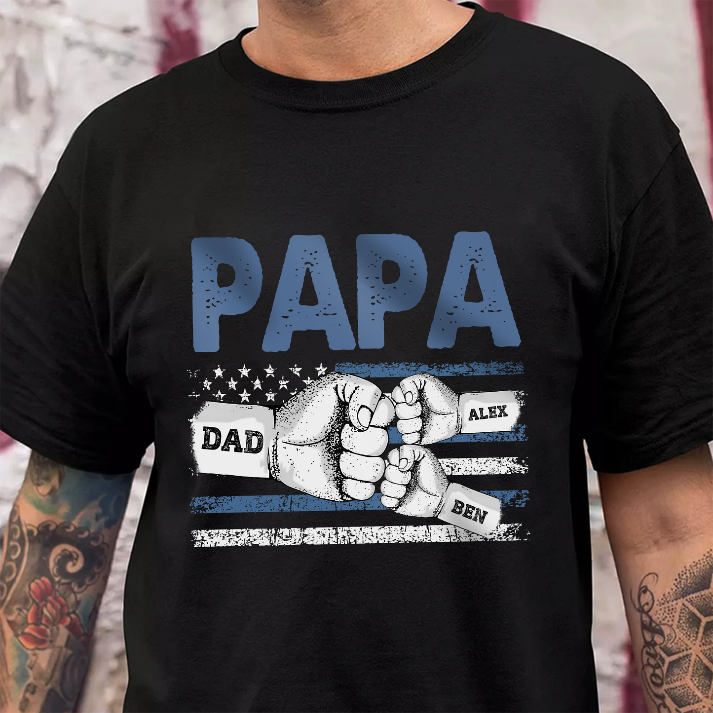 Custom Name Dad With Kids Hand-in-Hand Dark Shirt ¨C Personalized Father¡¯s Day Gift LM32 899613