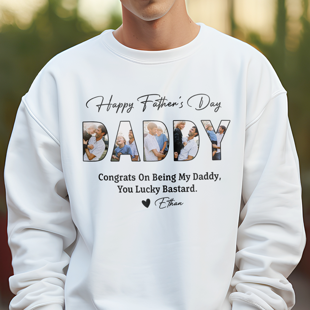 Custom Photo Congrats On Being My Dad, You Lucky Bastard Bright Shirt CH07 895834