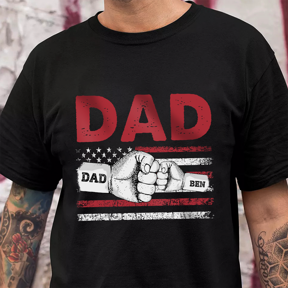 Custom Name Dad With Kids Hand-in-Hand Dark Shirt ¨C Personalized Father¡¯s Day Gift LM32 899613