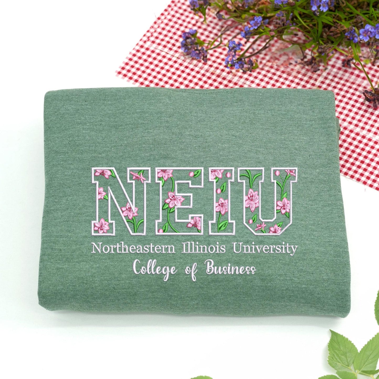 Custom Floral College Sleeve Embroidered Sweatshirt - Graduation or Alumni Gift LM32 899745