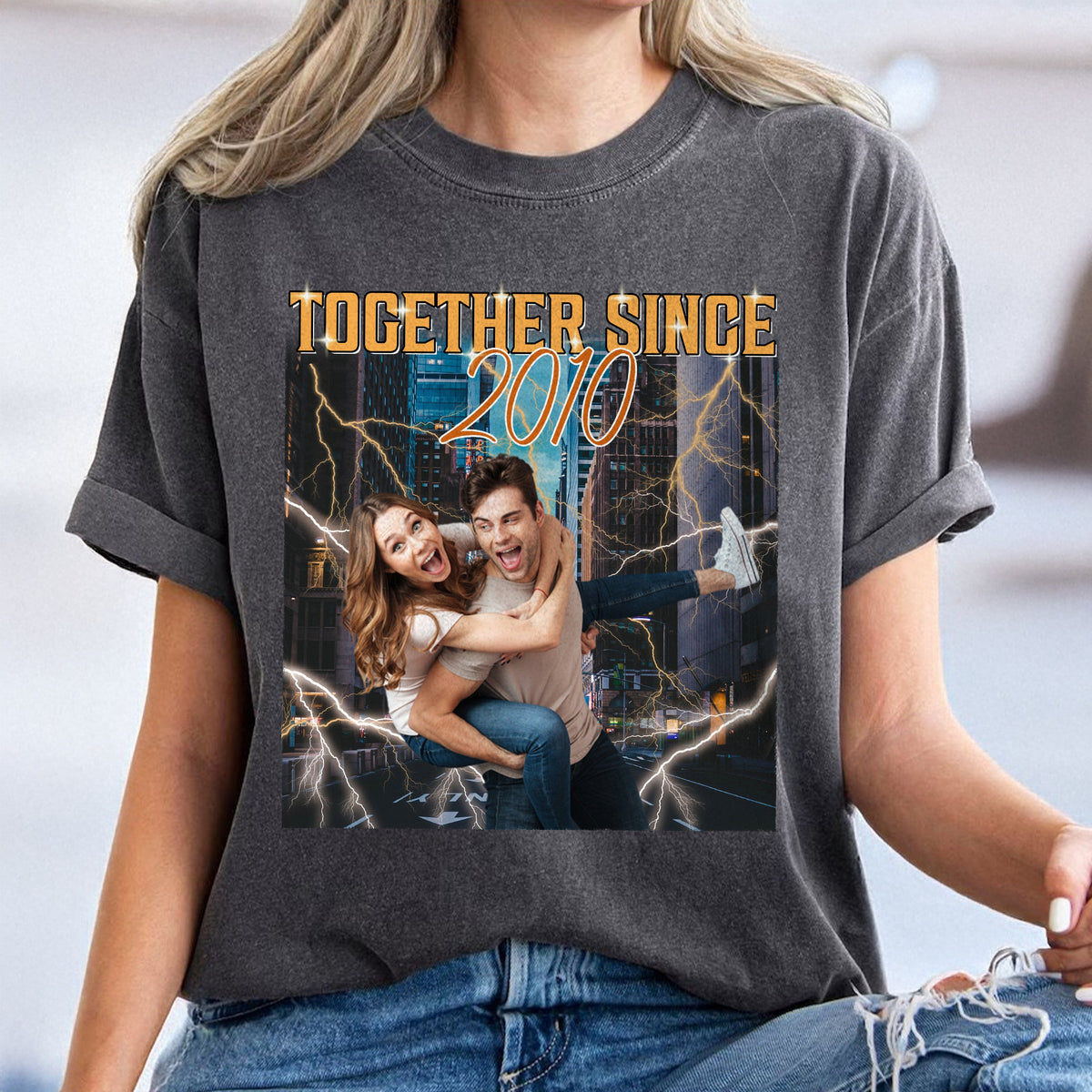 Custom Portrait Photo Together Since Vintage Style Couple Comfort Shirt HO82 894900