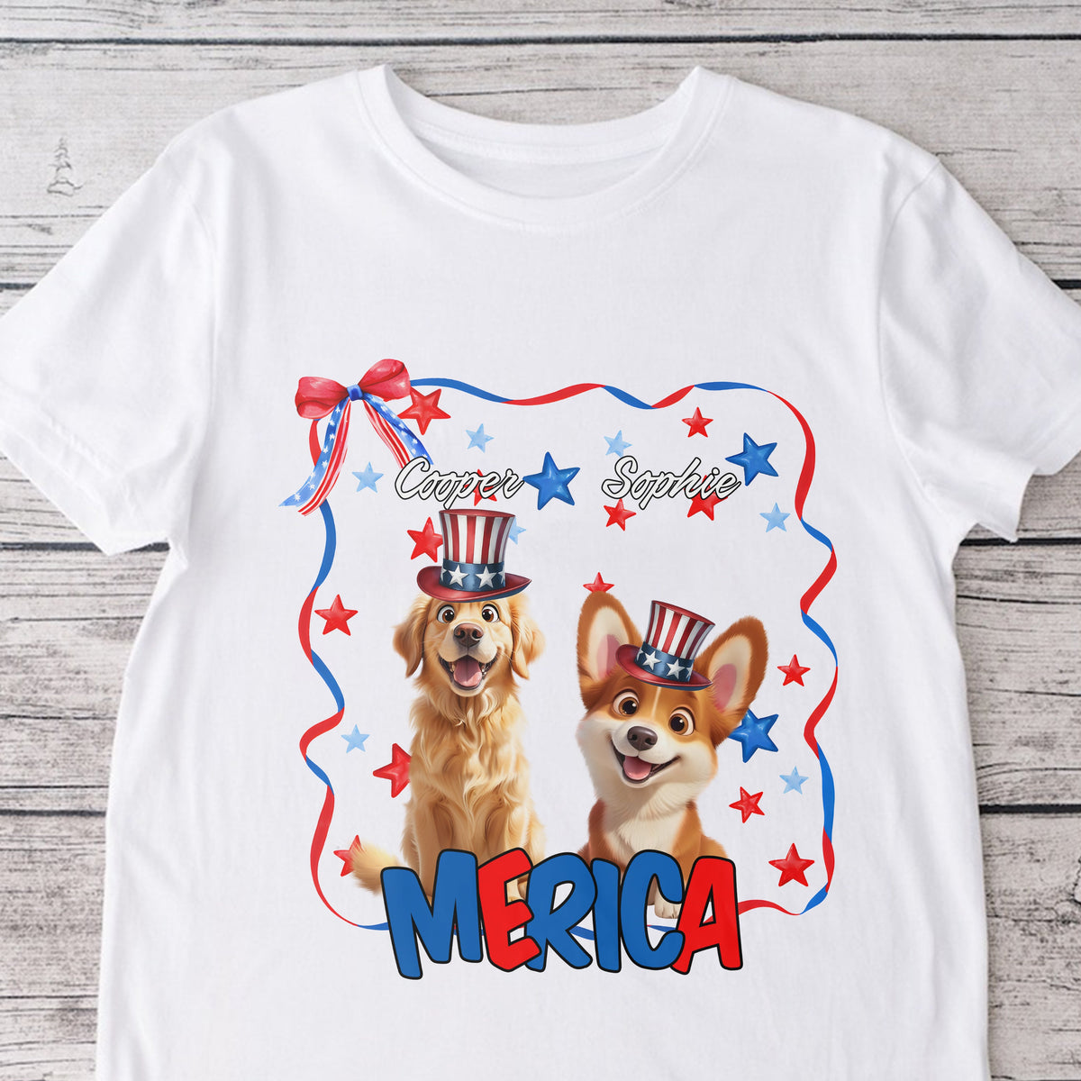 Custom Dog Clipart America White Shirt For Dog Lover TH10 898599