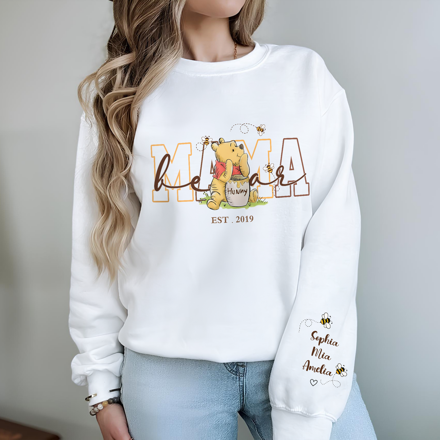 Custom Mama Bear Mom with Kids Names Sleeve Sweatshirt Cozy Gift for Mother¡¯s Day HO82 902160