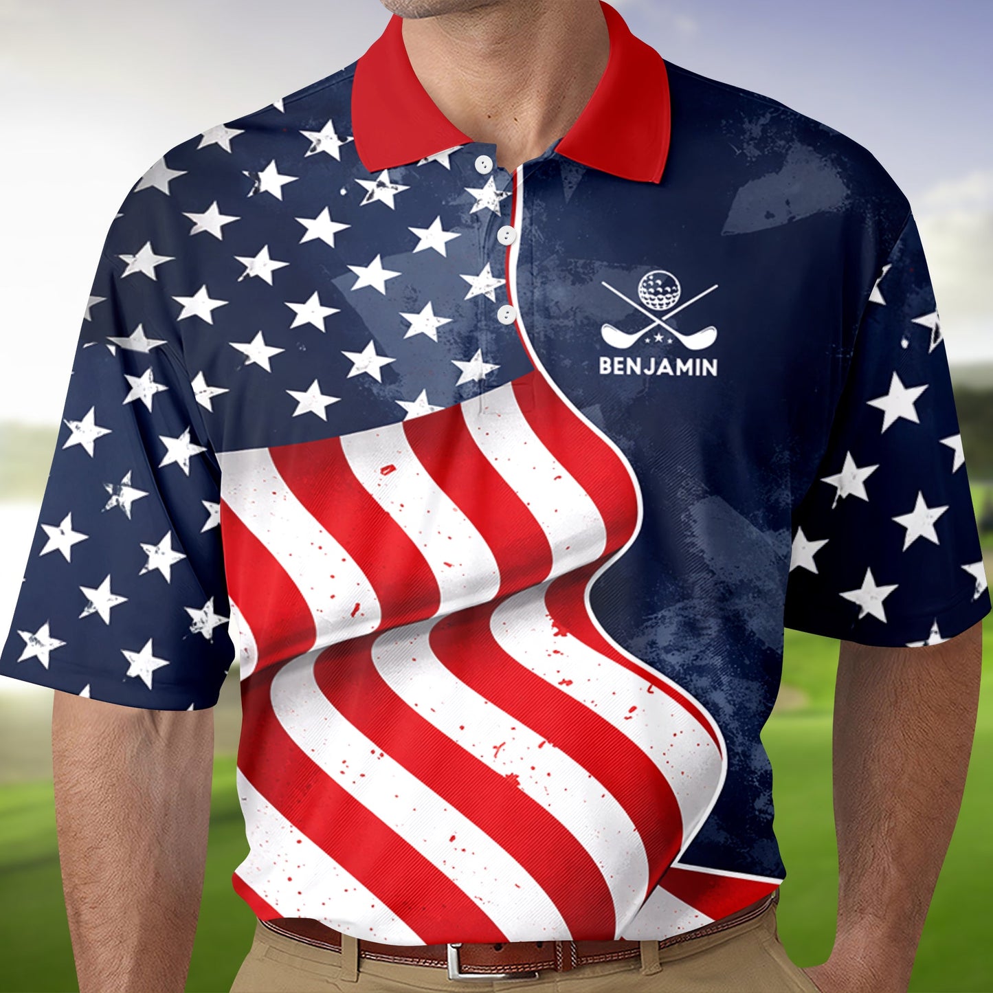 Custom Name America Flag Eagle Polo Shirt - 250th Anniversary Patriotic Gift for Golfers TH10 169565
