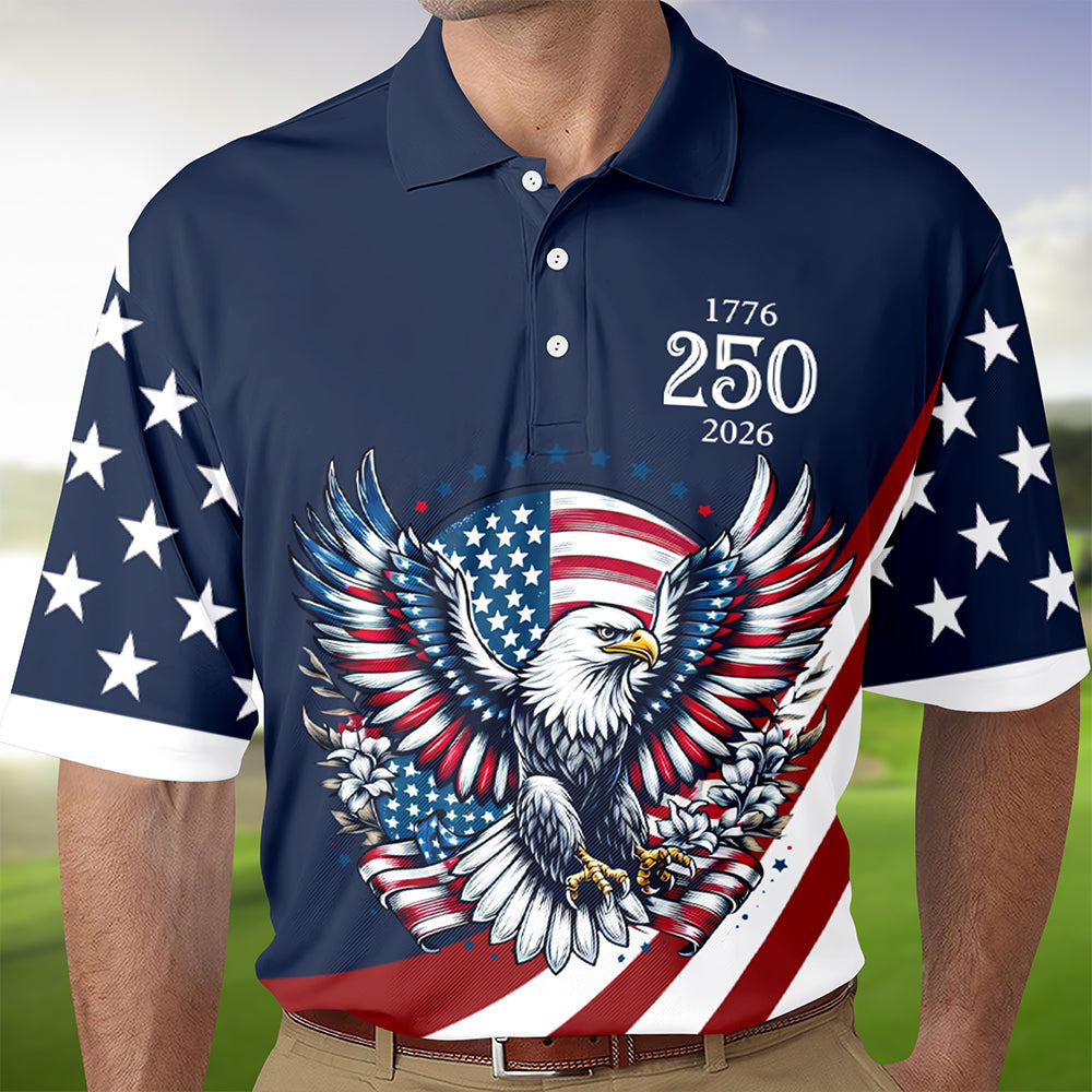 Custom Name American Pride Patriotic 250th Anniversary Eagle Polo Shirt HA75 921150