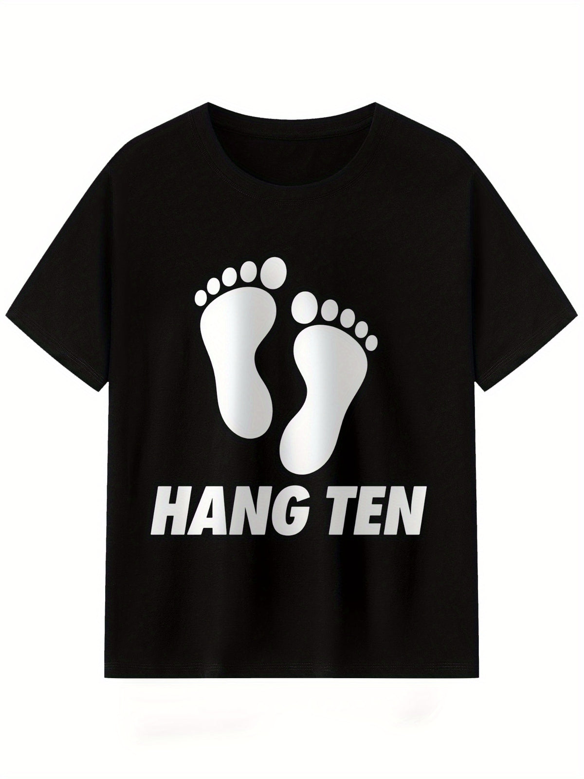 HANG TEN Printed T-Shirt Men'S Casual Style Summer/ Autumn with a Touch of Spring Round Neck T-Shirt, a Must-Have for Travel