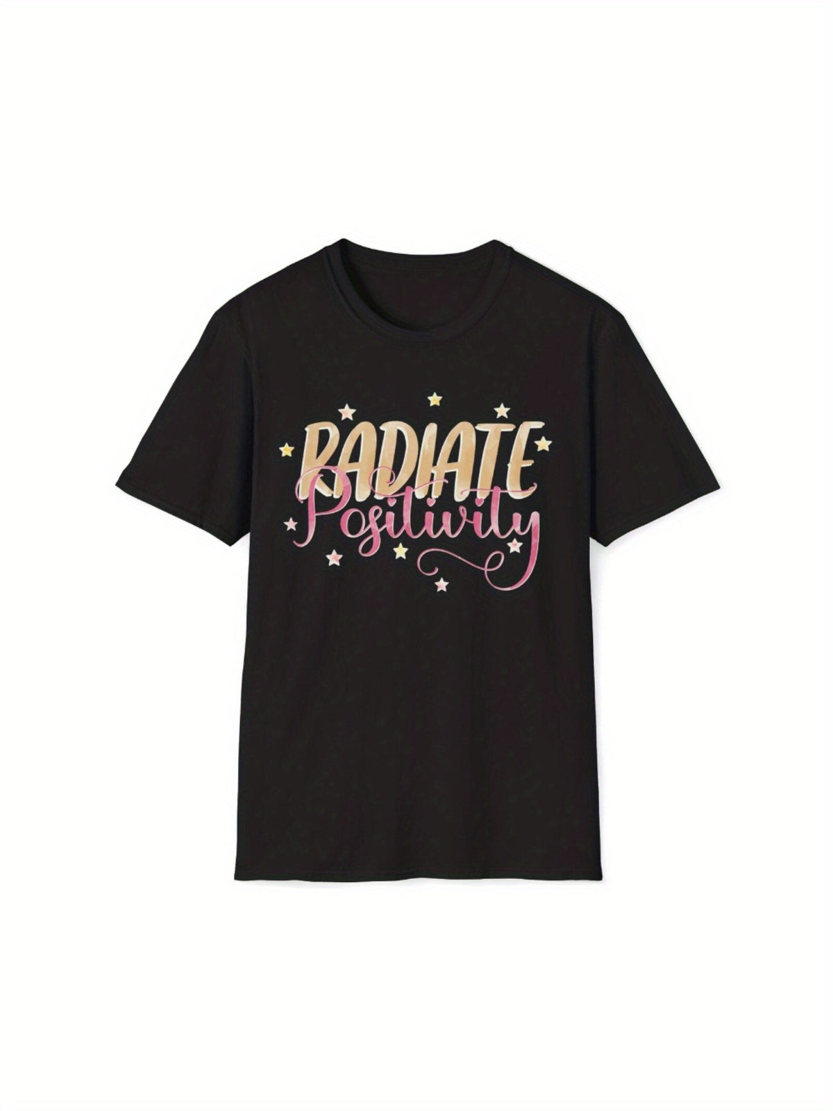 [Soft Cotton Inspirational Tee] Soft Breathable Cotton "Radiate Positivity" Inspirational T-Shirt - Comfort Fit for Men - Perfect for Casual Outings, Hiking & Running