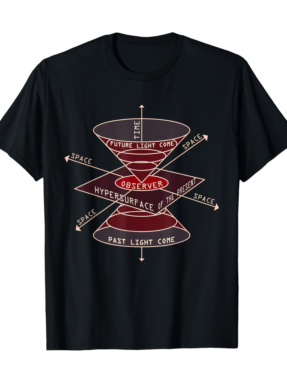 Women's Relativity Black Hole T-Shirt - Space-Time Continuum Graphic Tee with Hyperspace Geometry Design | Machine Washable Casual Short Sleeve Round Neck Top for Science & Physics Enthusiasts