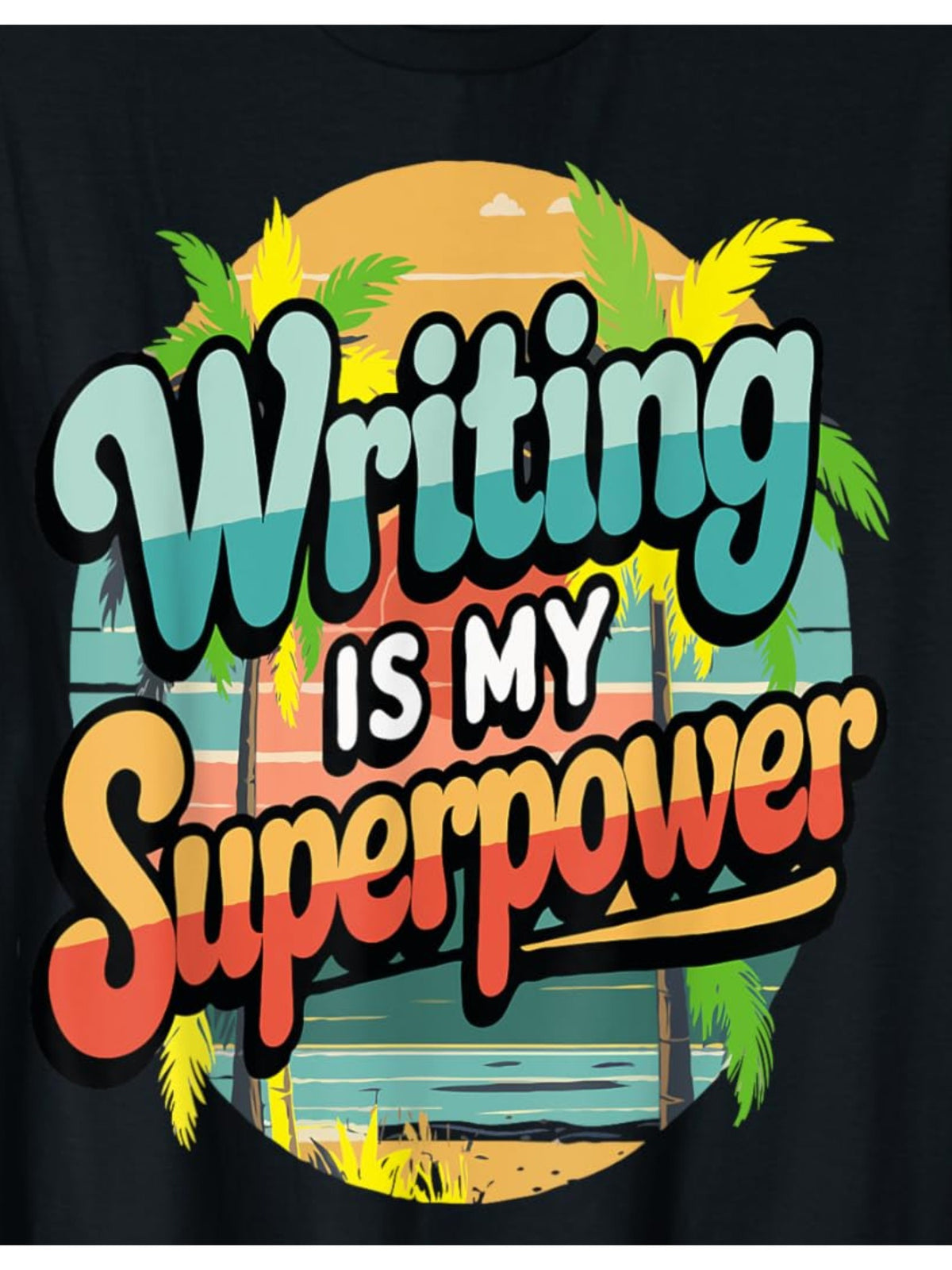 Men's Cotton Crew Neck T-Shirt, Casual Style, Regular Fit, with "Writing is My Superpower" Print, for Summer Knit Fabric Tee, T Shirt