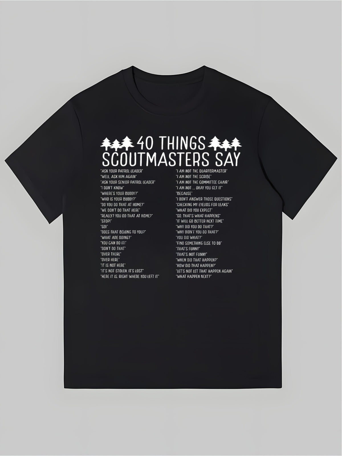 Lightweight, Men's Vintage Boy Scout-Inspired Cotton T-Shirt - "40 Things Scoutmasters Say" Print, Comfortable Crew Neck, Short Sleeve, Ideal for Summer Outdoor Activities & Daily Wear, Travel Clothing|Vintage Inspired|100% Cotton Shirt