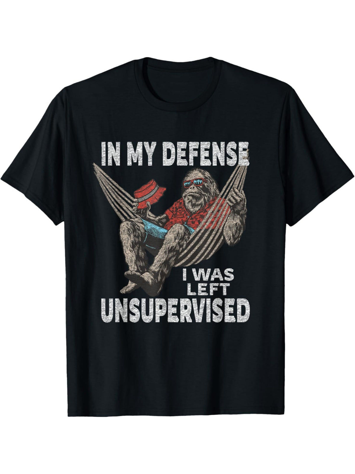 Men's "In My Defense I Was Left Unsupervised" Funny Graphic T-Shirt - Retro Casual 100% Cotton Short-Sleeve Tee for Summer, Casual Attire, Birthday or Valentine's Day Gift