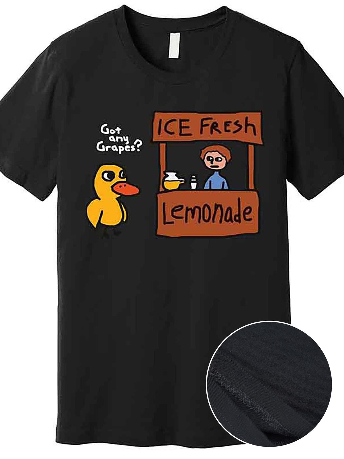 Got Any Grapes Duck Song Lemonade 高级 T 恤  趣味男士短袖图案 T 恤系列 黑色