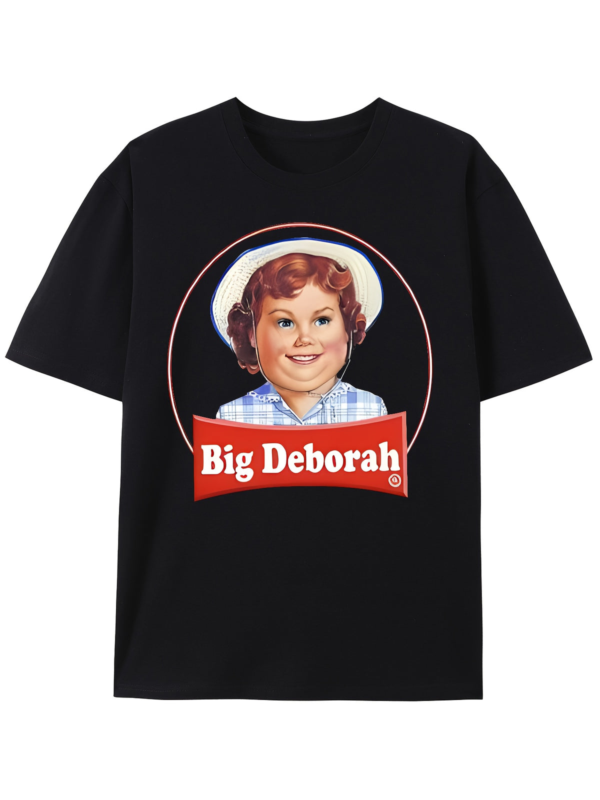 Big Deborah pattern printed short sleeved shirt | Funny and humorous pun imitating snack cake, suitable for casual wear in all seasons T-shirt, round neck, breathable, comfortable summer outdoor sports