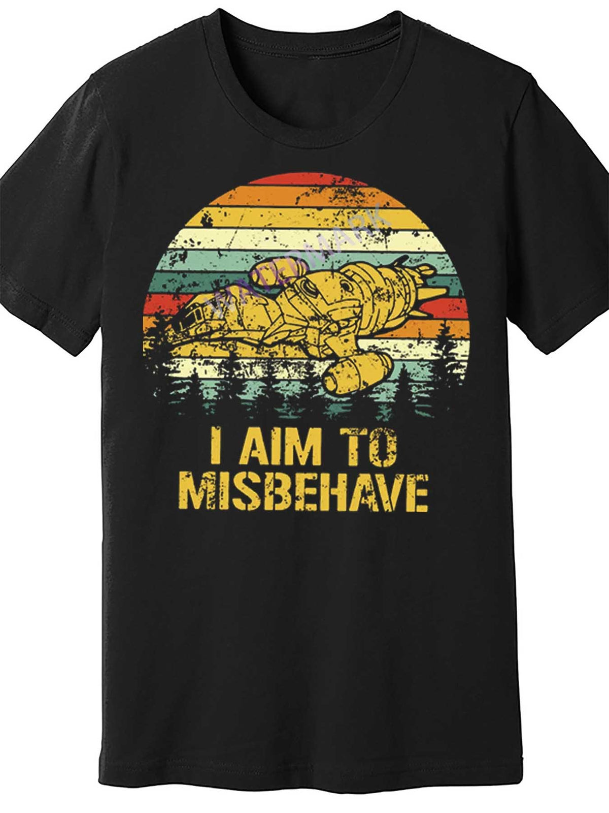 Firefly Serenity 'I Am to Misbehave' Men's Vintage Graphic T-Shirt - Black, Short Sleeve, 100% Cotton, Casual & Comfortable Fit, Machine Washable