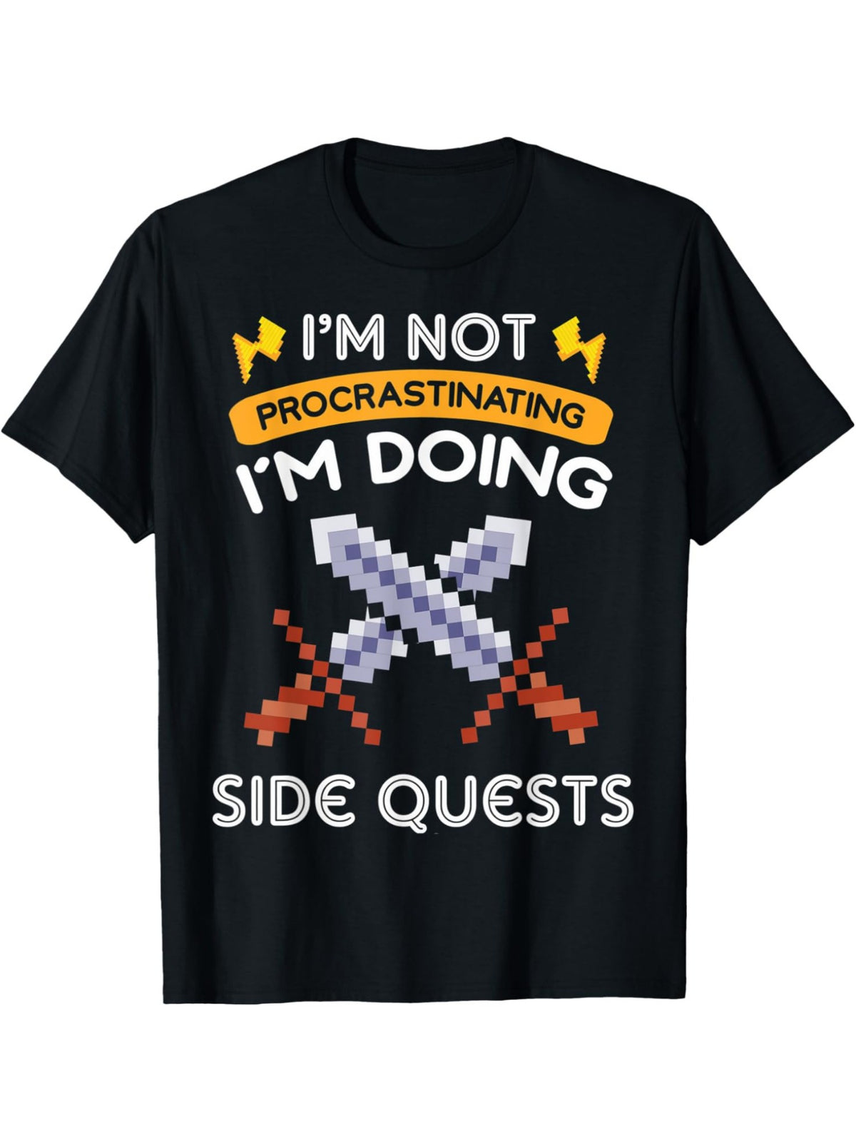 Men's Cotton Crew Neck T-Shirt, Casual Style, Regular Fit, with "I'm Not Procrastinating I'm Doing Side Quests" Print, for Summer Knit Fabric Tee, Cotton T Shirts