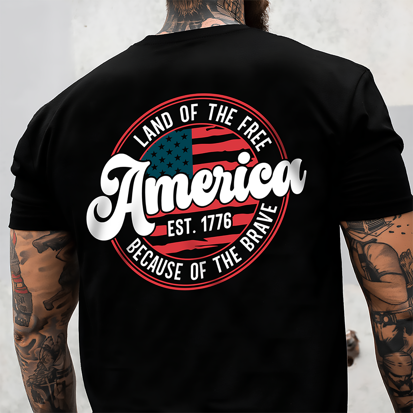 America Est. 1776 Land Of The Free Because Of The Brave Front & Back Dark Shirt LM32 669239