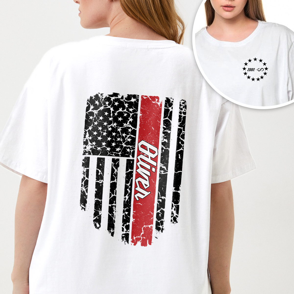 Custom Name America Flag Back & Front White Shirt TH10 898907