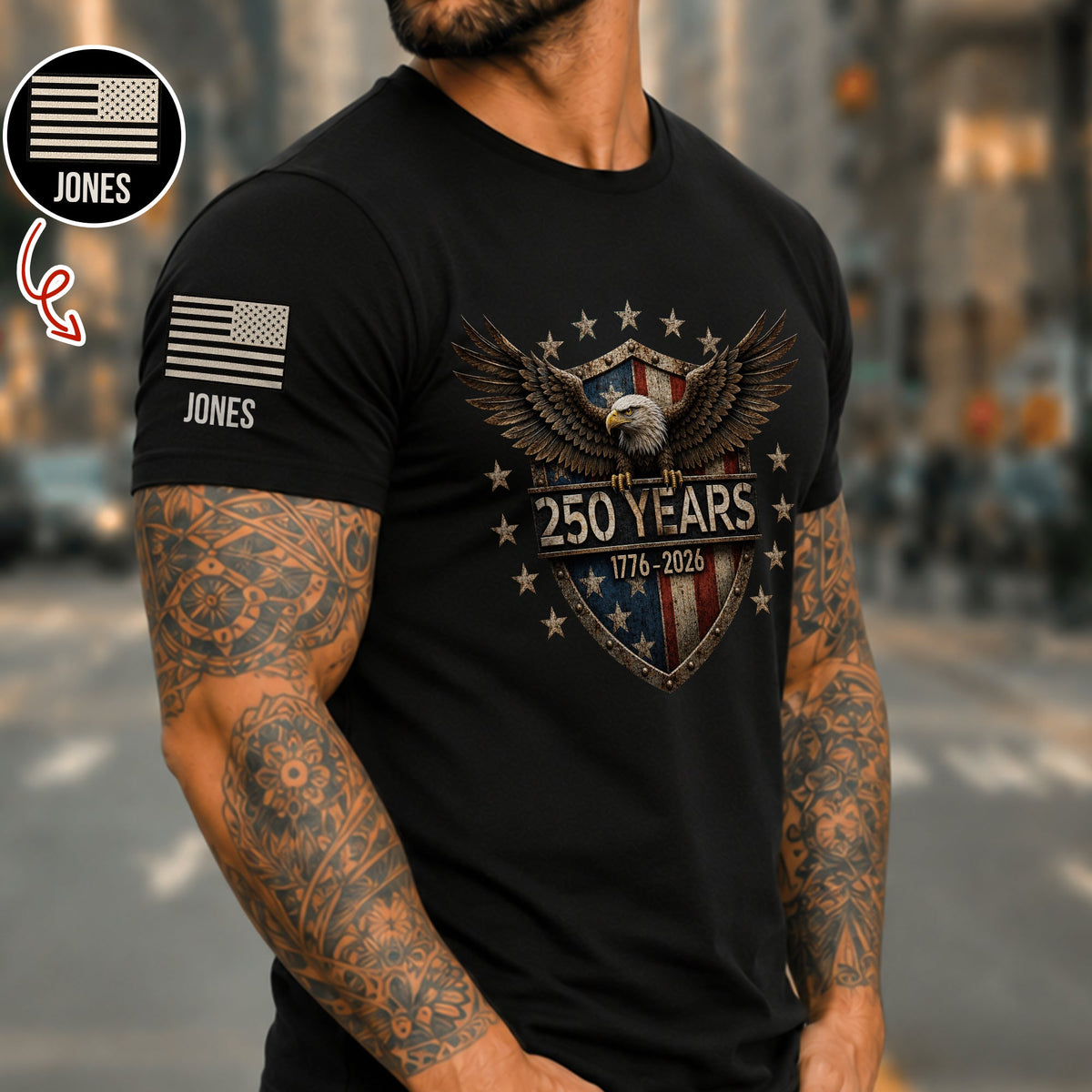 USA 250th Anniversary Eagle 250 Years 1776-2026 Short Sleeve Print Shirt LM32 669351
