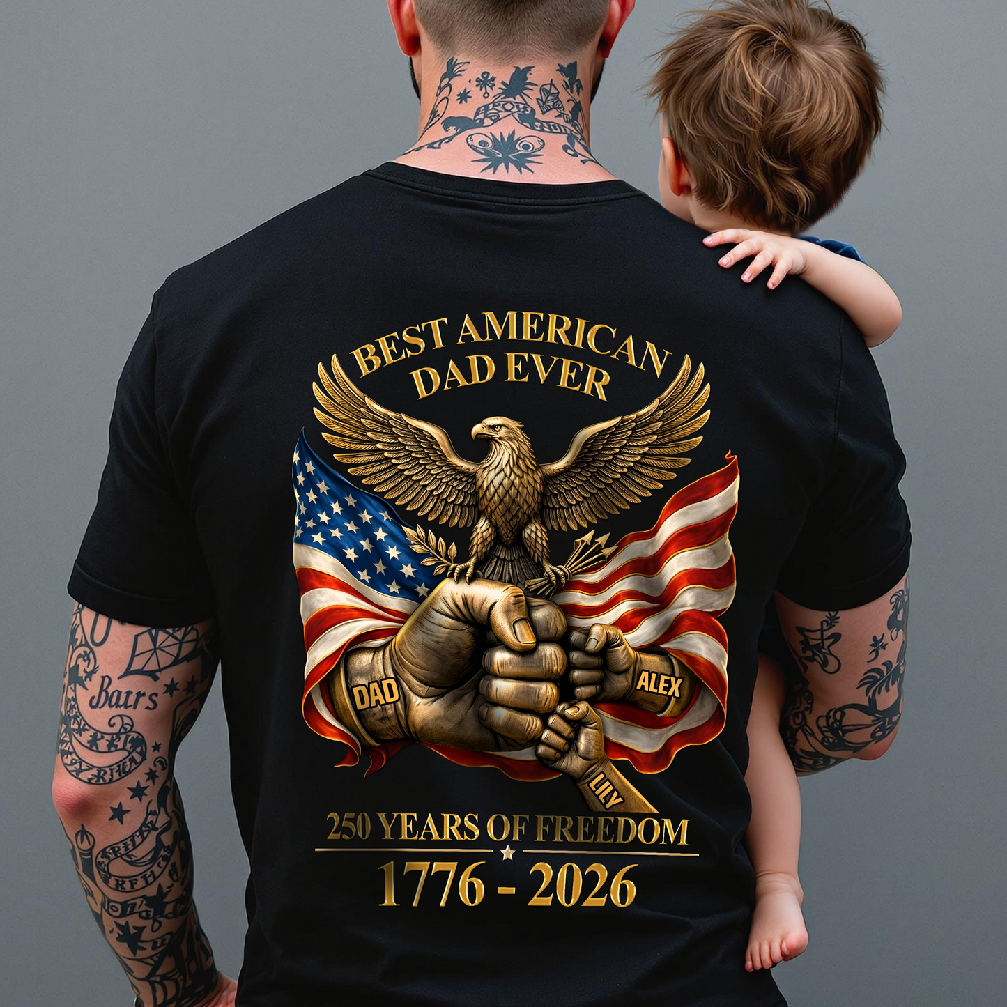 Personalized Best American Dad Ever 250 Years Of Freedom Back Shirt CH07 911000