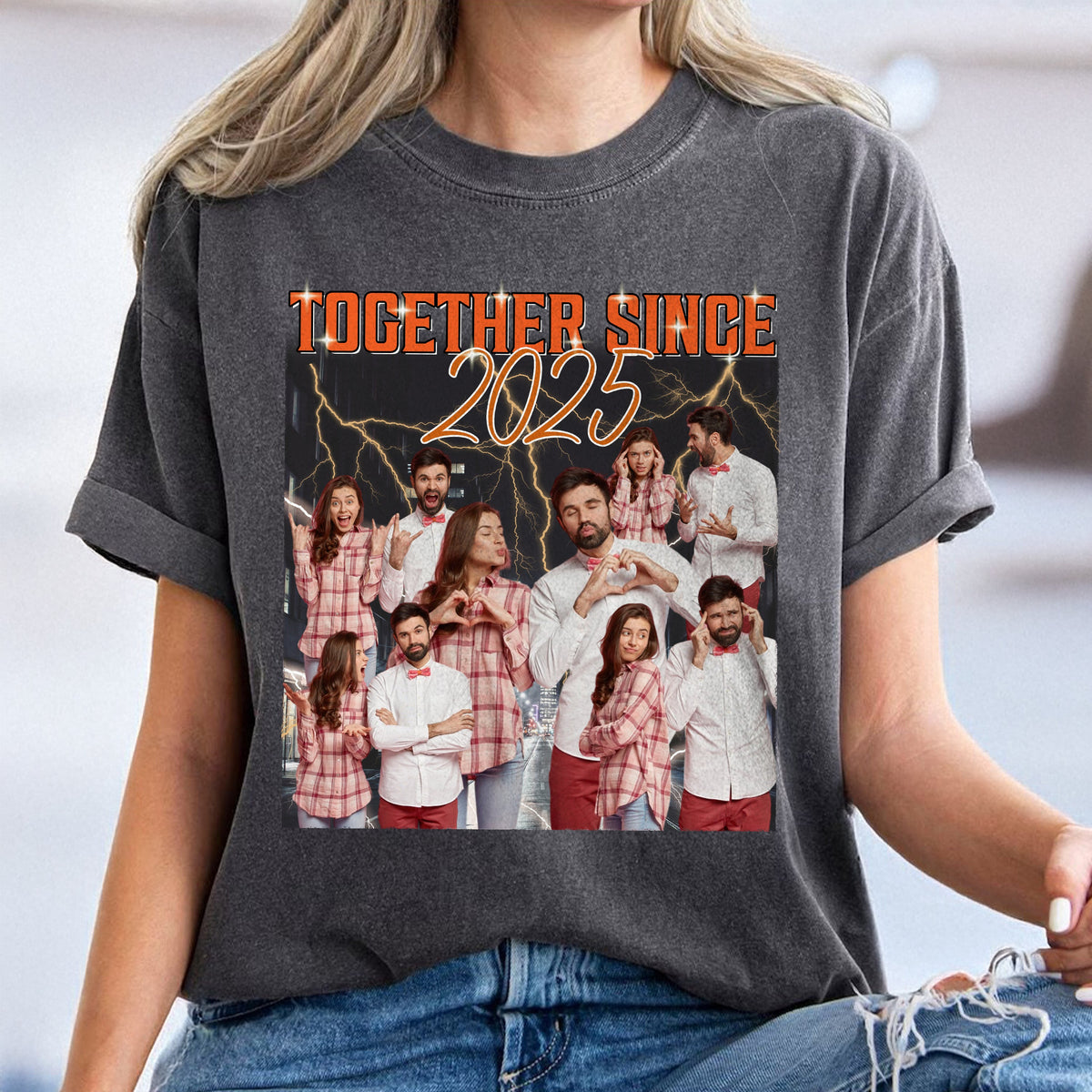 Custom Portrait Photo Together Since Vintage Style Couple Comfort Shirt HO82 894900