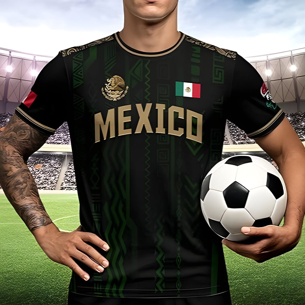 Mexico Soccer Jersey, Mexico Flag Aztec Eagle Jersey Tshirt Sport Lovers LM32 669443