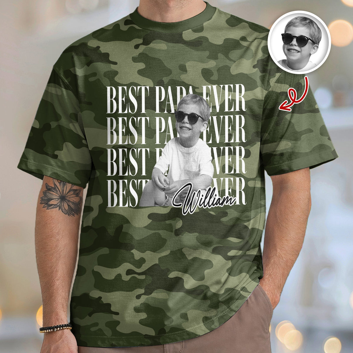 Personalized Photo Best Dad Mom Ever Camo Pattern, Family 3D Shirt Gift For Husband, Dad, Grandpa HA75 921472