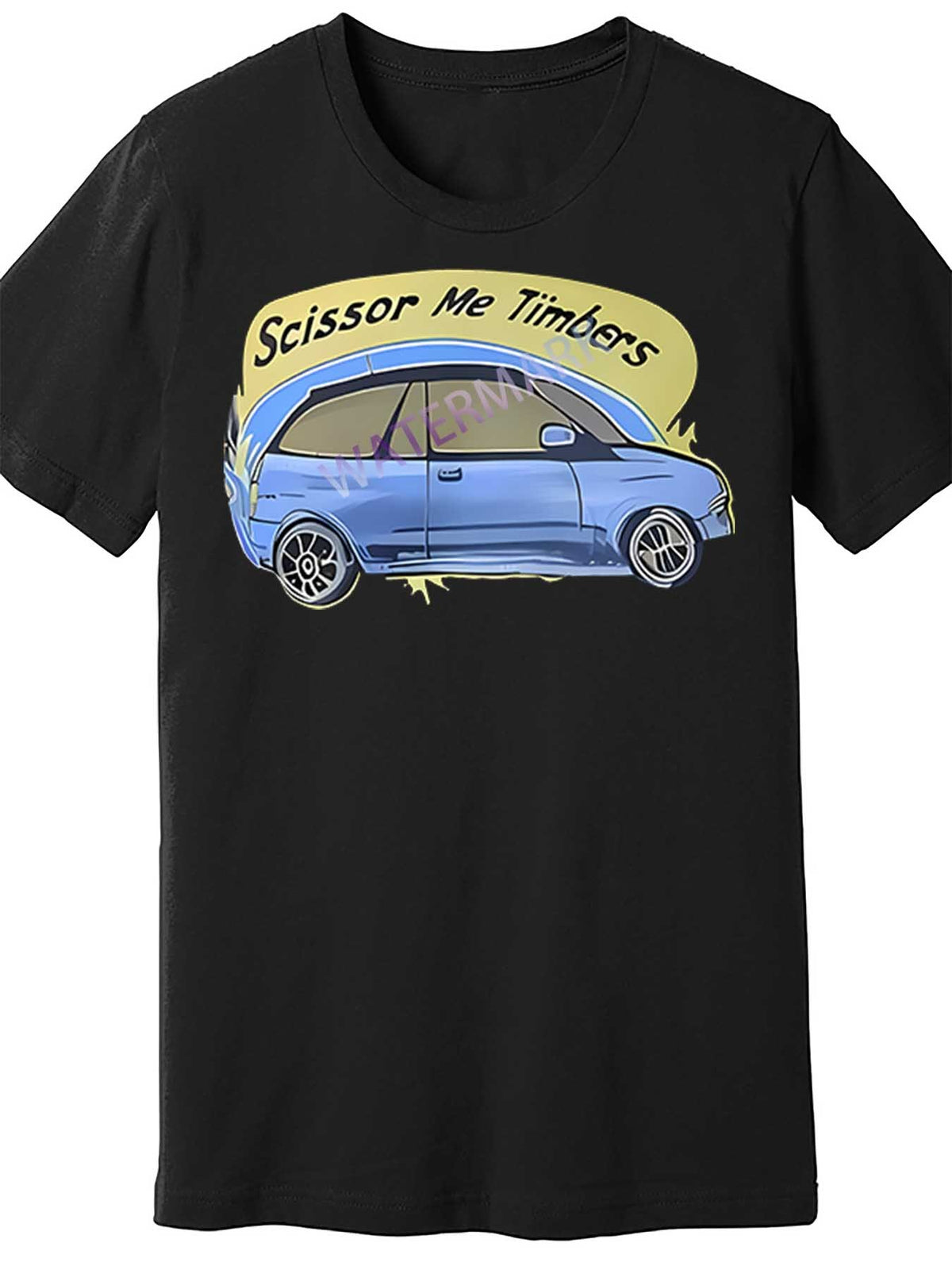 Men's Cotton Crew Neck T-Shirt, Casual Style, Regular Fit, Short Sleeve, Knit Fabric with Medium Stretch, Solid Color, 180g Weight, with Scissor Me Timbers Car Graphic, for All-Season Top, Allseason Apparel | Playful Print | Medium Stretch Fabric