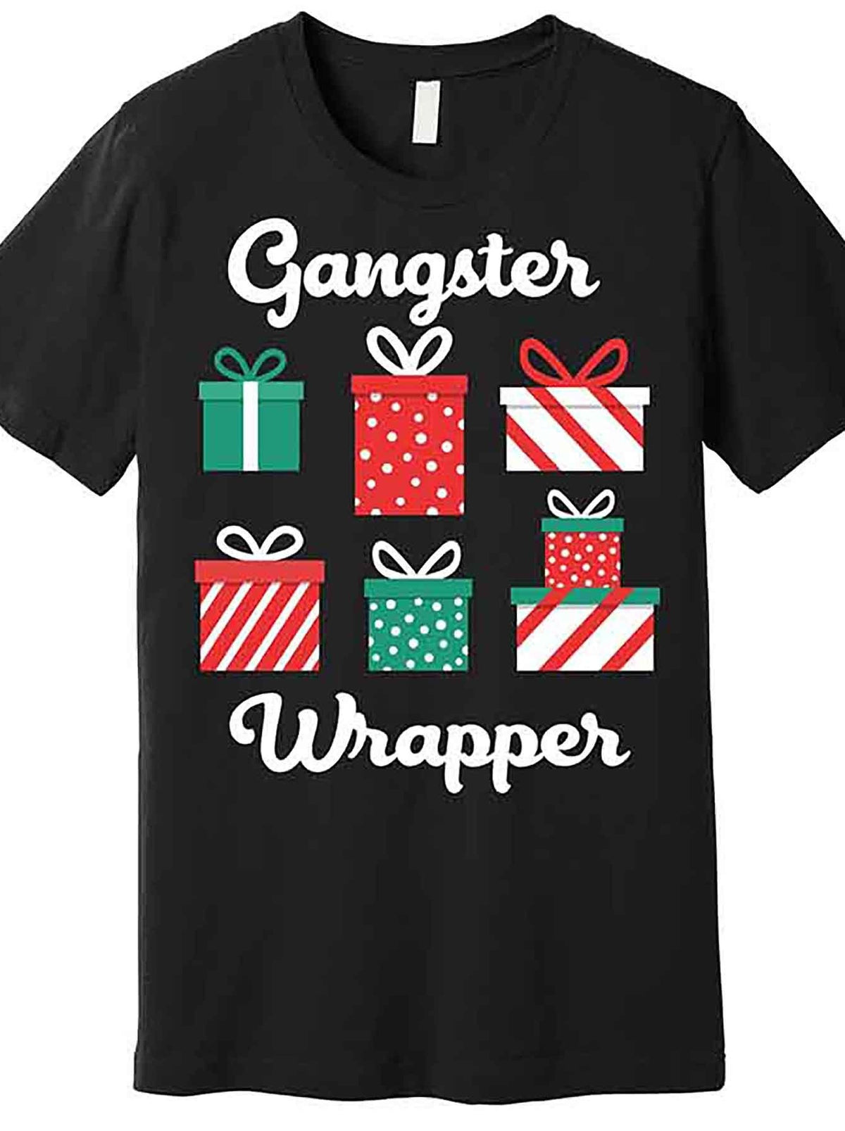Gangsta Wrapper Funny Christmas Gift Premium T-Shirt 228067 funny Men'S Short Sleeve Graphic T-shirt Collection black AA