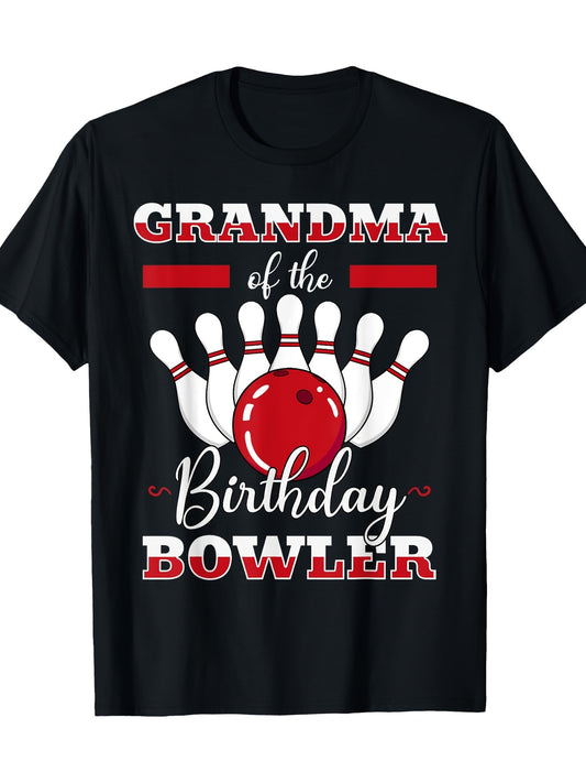 Grandma Of The Birthday Bowler Bday Bowling Celebration T-shirt 100% Cotton 180g