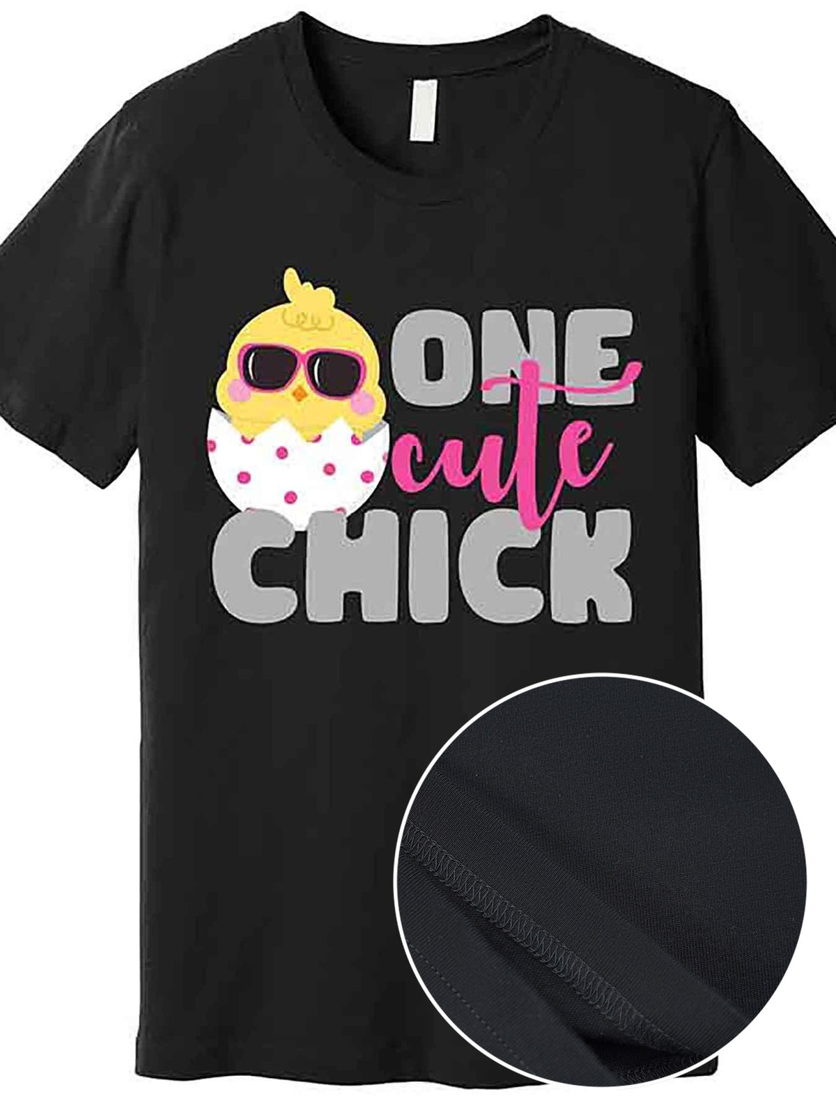 One Cute Chick Funny Premium T-Shirt 228336 funny Men'S Short Sleeve Graphic T-shirt Collection black AA