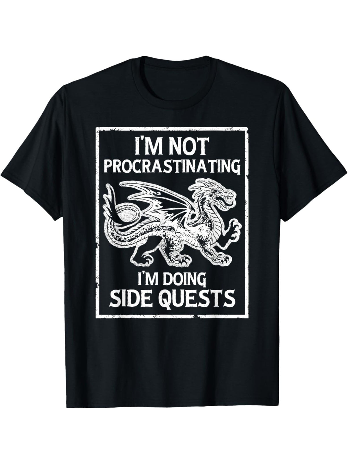 I'm Not Procrastinating I'm Doing Side Quests Gamer Retro Trendy Printed T-shirt, Men'S Casual and Comfortable T-shirt Summer, Men'S Short-sleeved Top for Everyday Activities Birthday Gift to Men