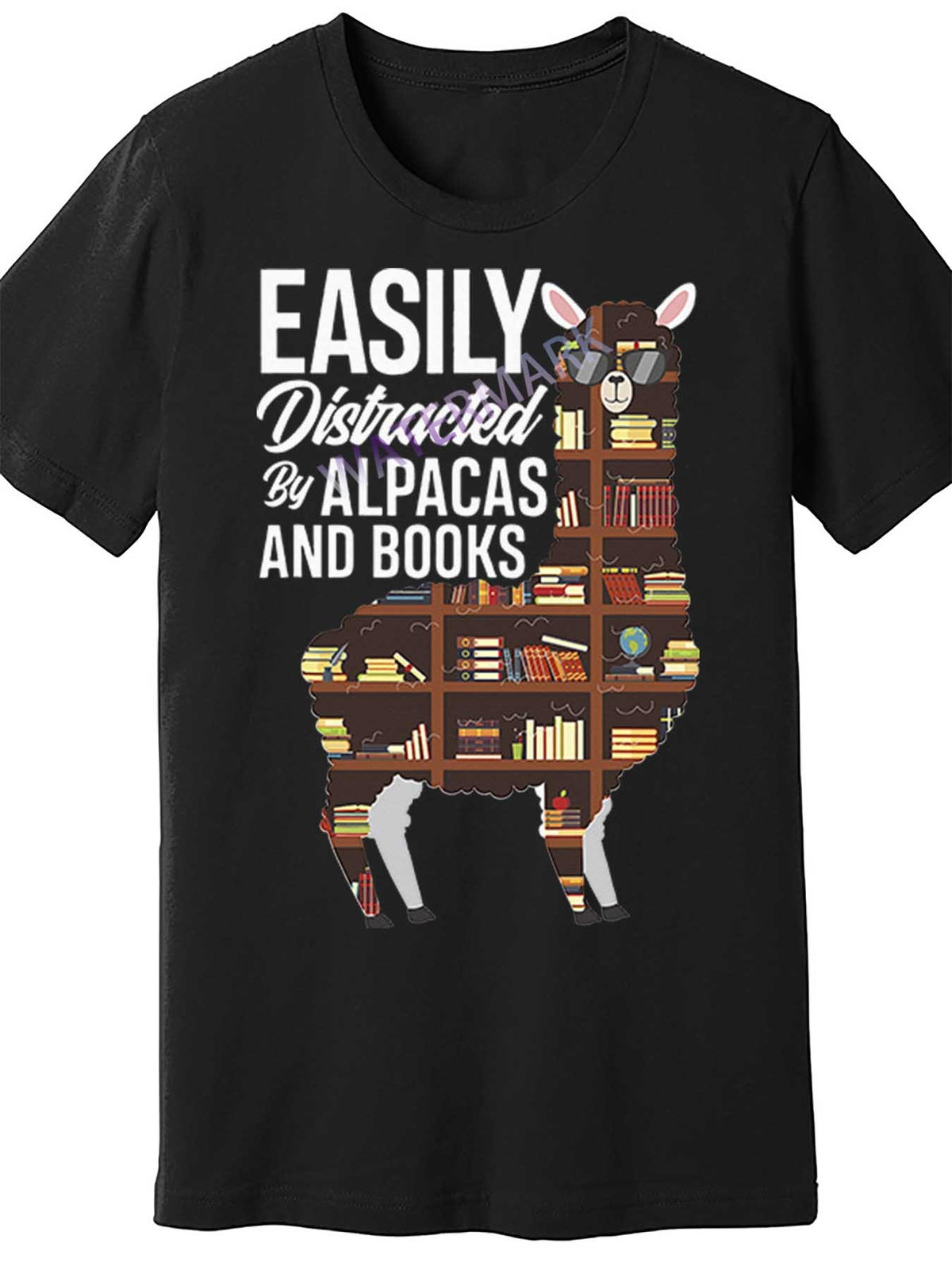 Easily Distracted By Alpacas And Books Book Lover Gift funny Men'S Short Sleeve T-shirt black TT4