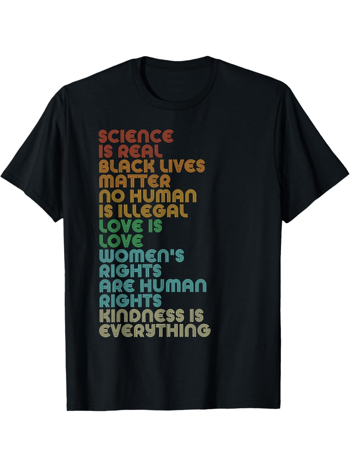 EWH Vintage-Inspired 'Science Is Real' Graphic Tee - 100% Cotton, Casual Loose Fit, Machine Washable, All-Season Round Neck T-Shirt with Colorful Typography, Black Lives Matter Message for Adults