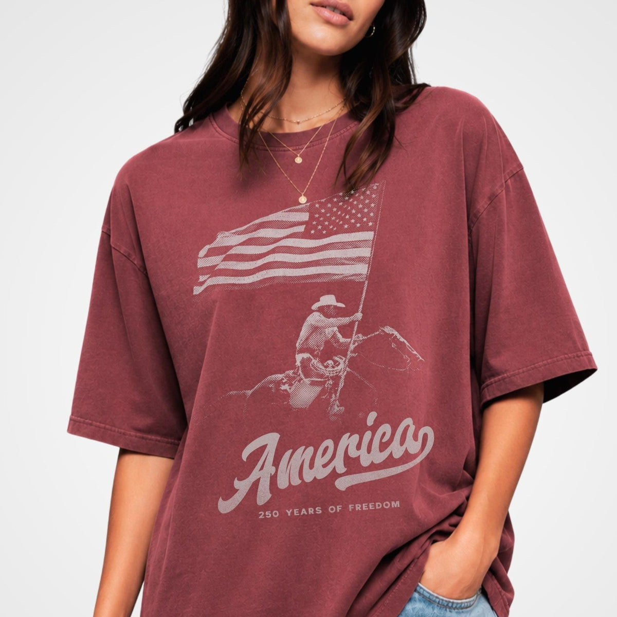 250 Years Of Freedom America Patriotic Cowboy Independence Comfort Shirt LM32 669213