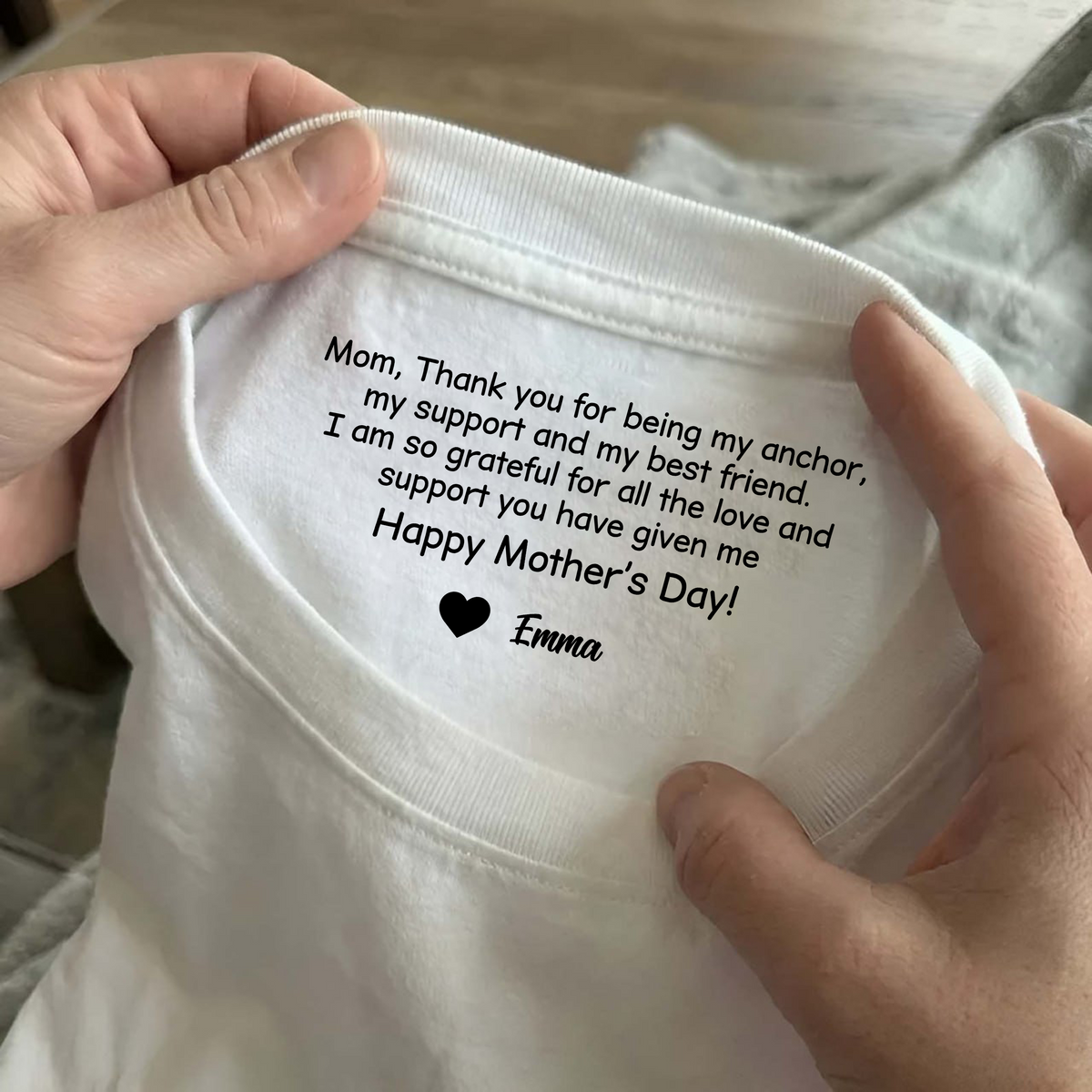 Mom, Thank You For Being My Best Friend Neck Print Tee Personalized Mother¡¯s Day Quote Shirt CH07 910942
