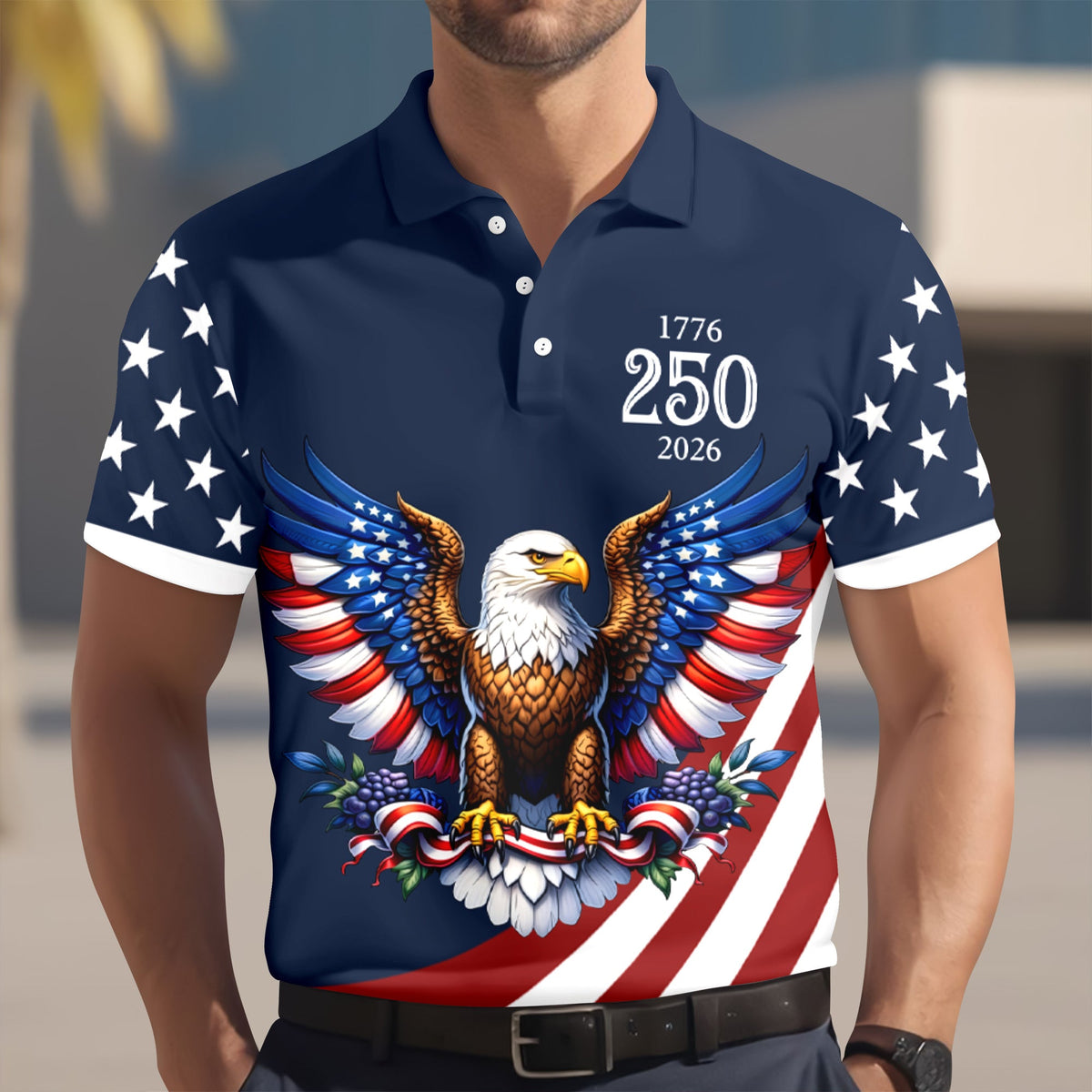 Custom Name American Pride Patriotic 250th Anniversary Eagle Polo Shirt HA75 921150