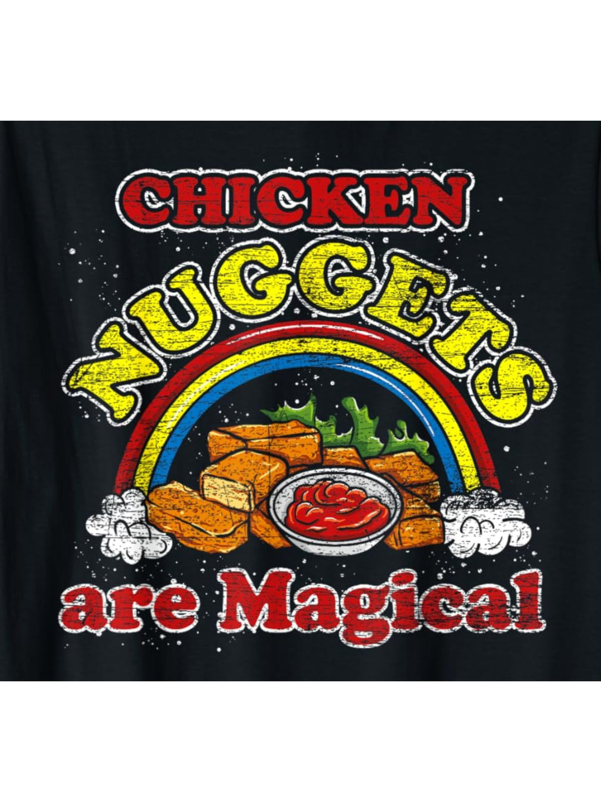 Chicken Nuggets Are Magical Rainbow Funny Chicken Nugget Retro Trendy Printed T-shirt, Men'S Casual and Comfortable T-shirt Summer, Men'S Short-sleeved Top for Everyday Activities Birthday Gift to Men