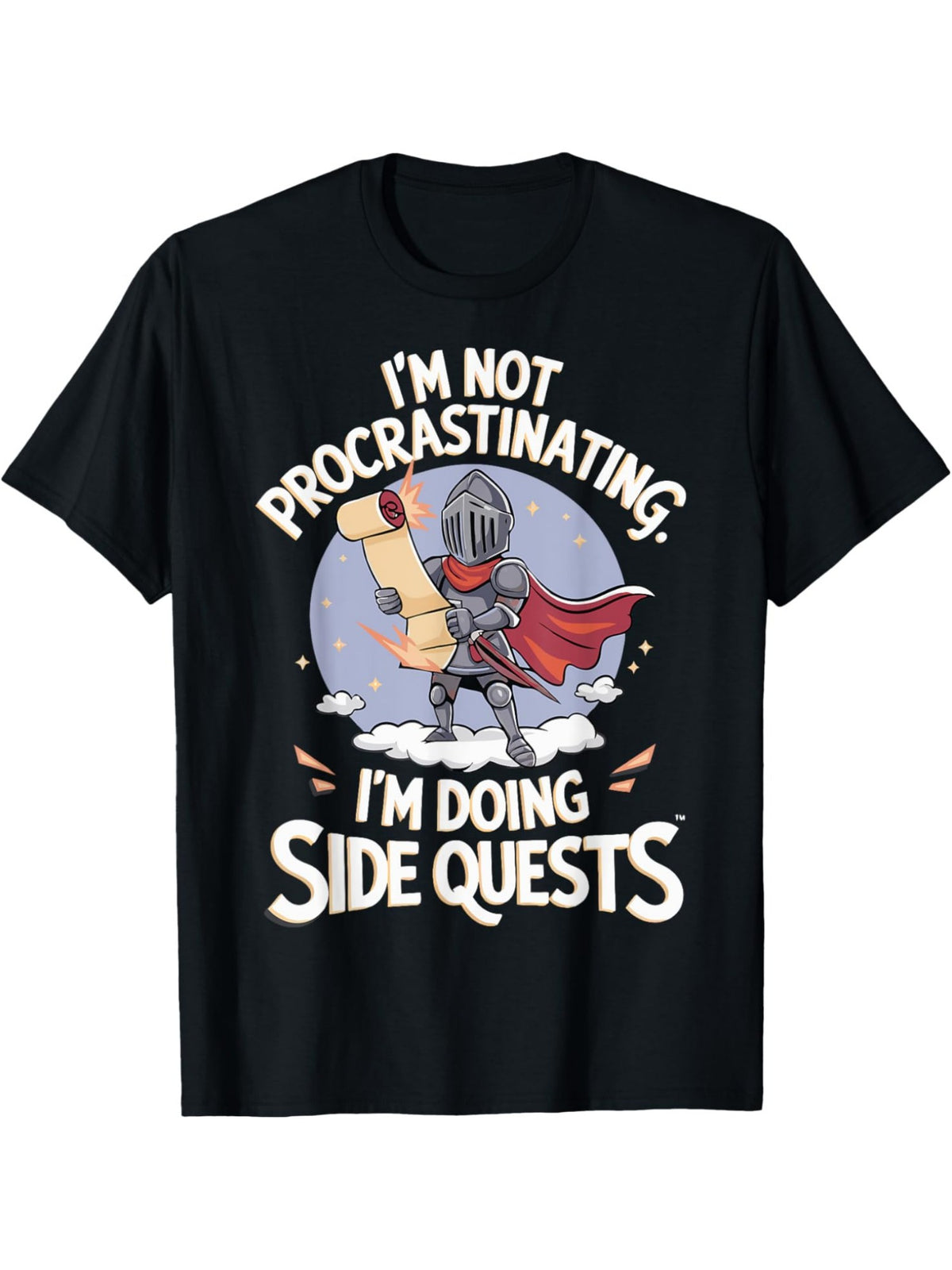 I'm Not Procrastinating I'm Doing Side Quests Retro Trendy Printed T-shirt, Men'S Casual and Comfortable T-shirt Summer, Men'S Short-sleeved Top for Everyday Activities Birthday Gift to Men