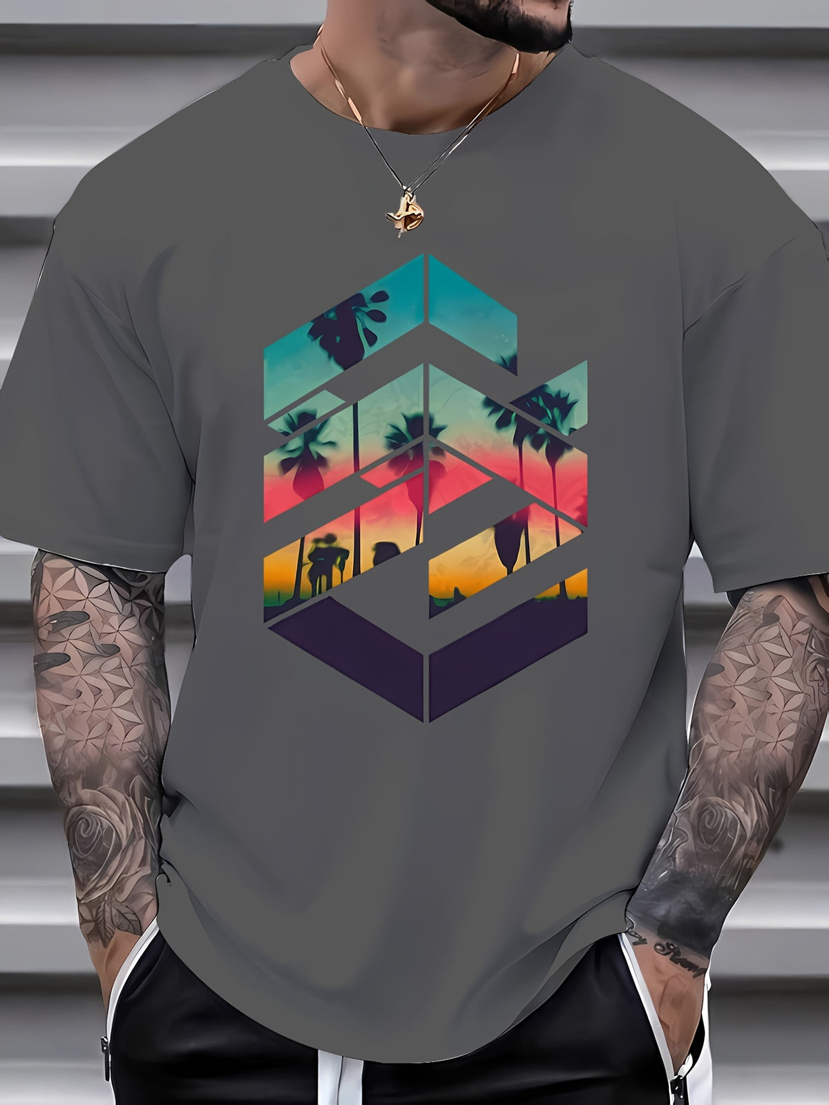[Summer Short Sleeve Printed Tee] Men's summer short sleeve printed T-shirt
