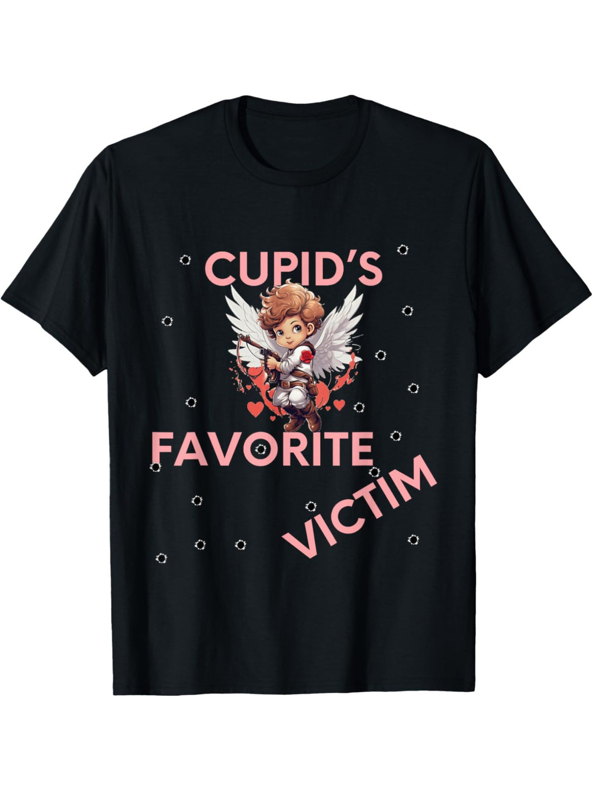 Cupid'S Favorite Victim Retro Trendy Printed T-shirt, Men'S Casual and Comfortable T-shirt Summer, Men'S Short-sleeved Top for Everyday Activities Birthday Gift To Men