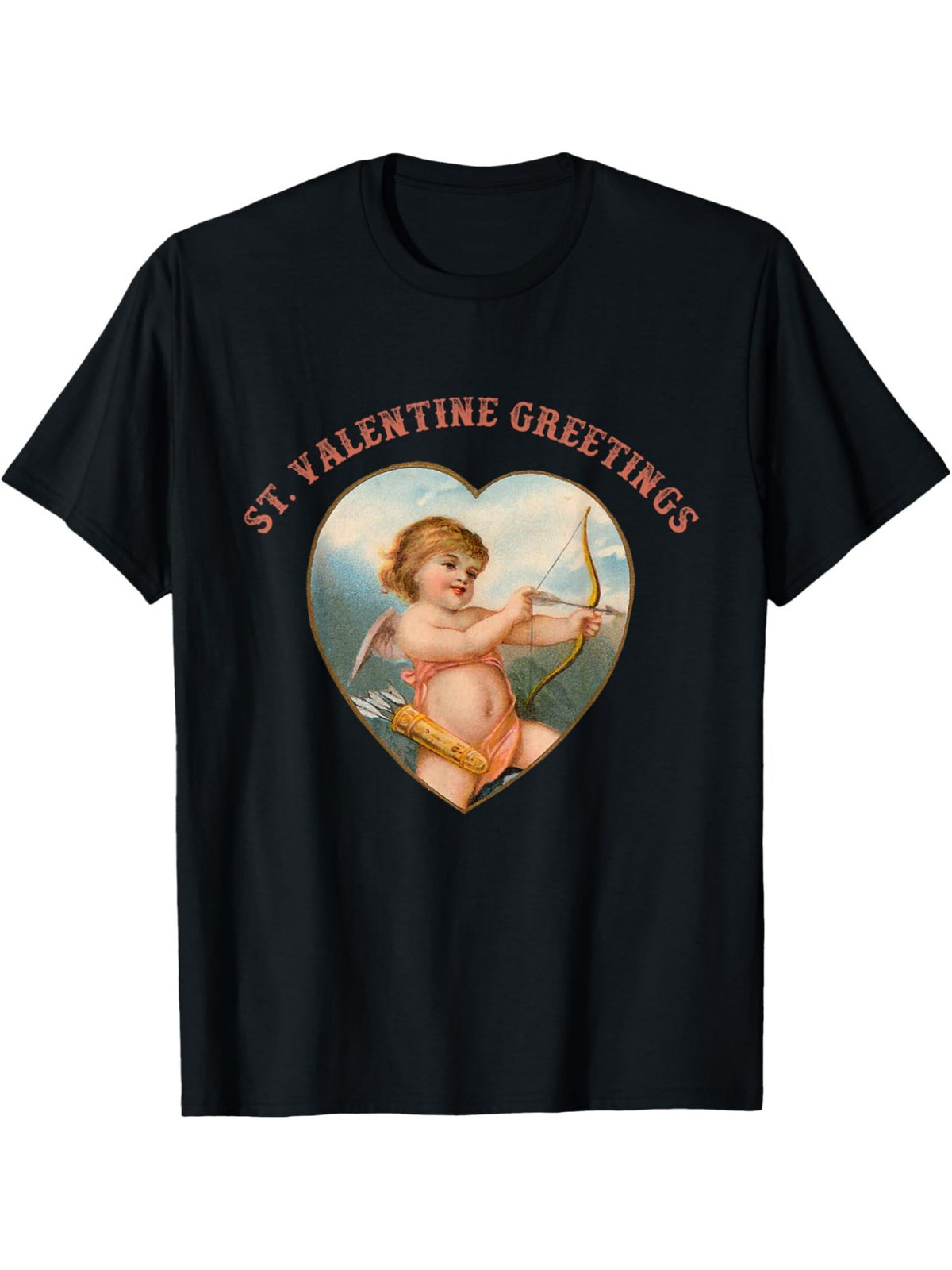 Cupid Heart Funny Valentine'S Day Quotes Retro Trendy Printed T-shirt, Men'S Casual and Comfortable T-shirt Summer, Men'S Short-sleeved Top for Everyday Activities Birthday Gift Valentine'S Day Gift to Men