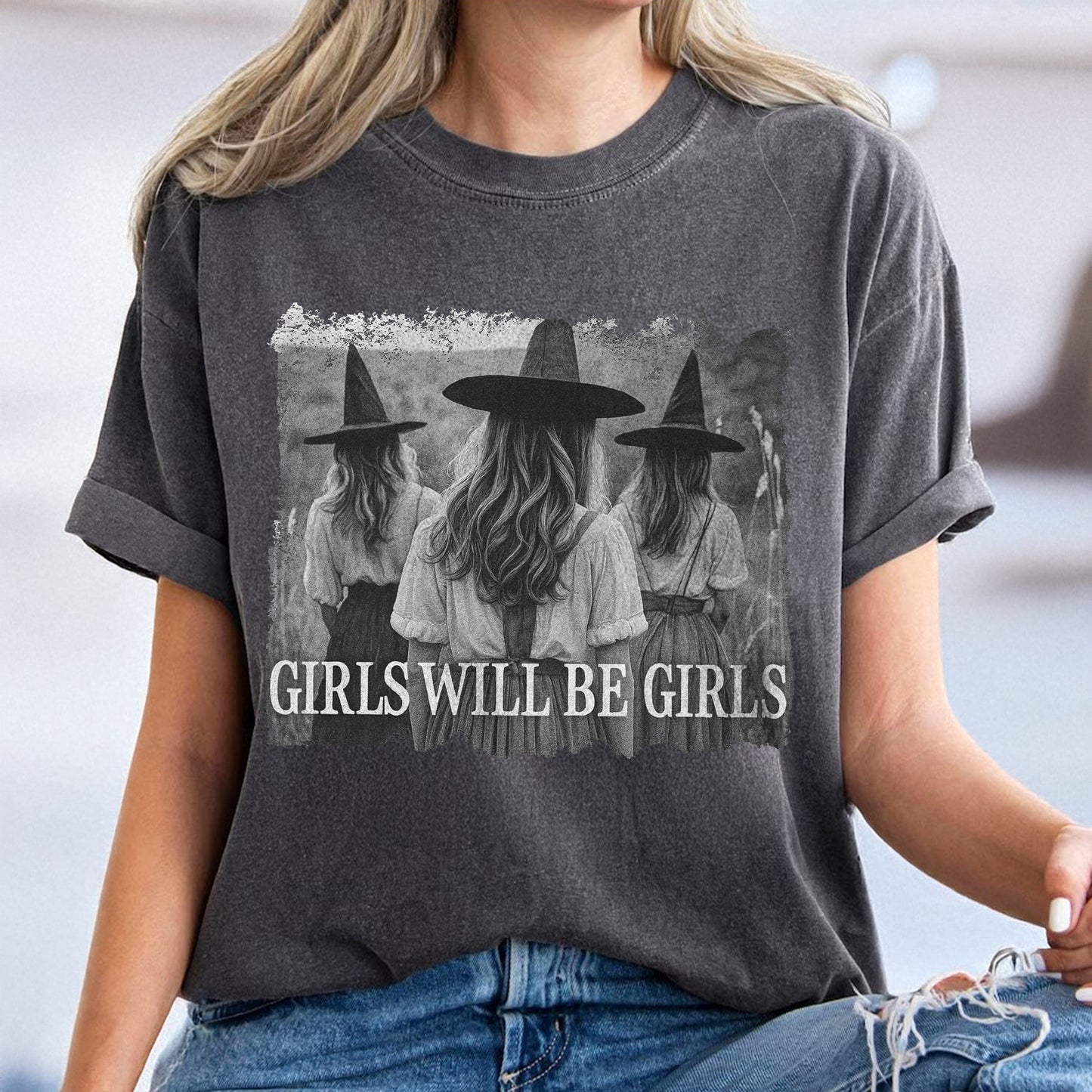 Custom Photo Girls Will be Girls Halloween Witch Comfort Shirt, Gift For Bestie, Sisters  HO82 894920