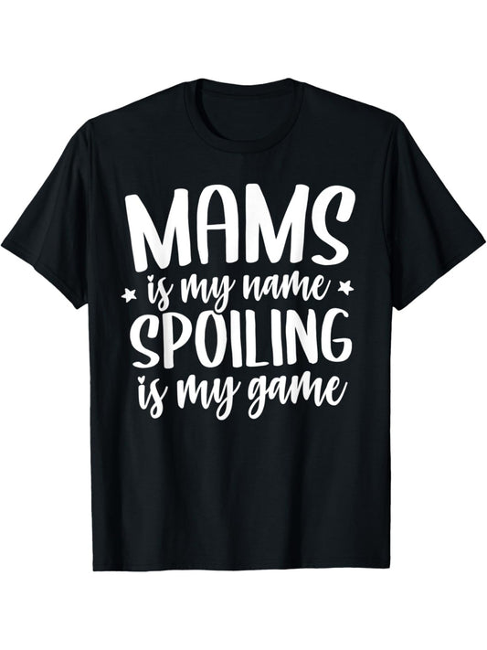 "Mams is my Name Spoiling is my Game" Men's Retro Trendy Printed T-Shirt - 100% Cotton, Comfortable Short-Sleeved Top for Everyday Activities, Summer Casual Wear, Ideal Birthday Gift, Casual And Comfortable, Birthday Gift to Men