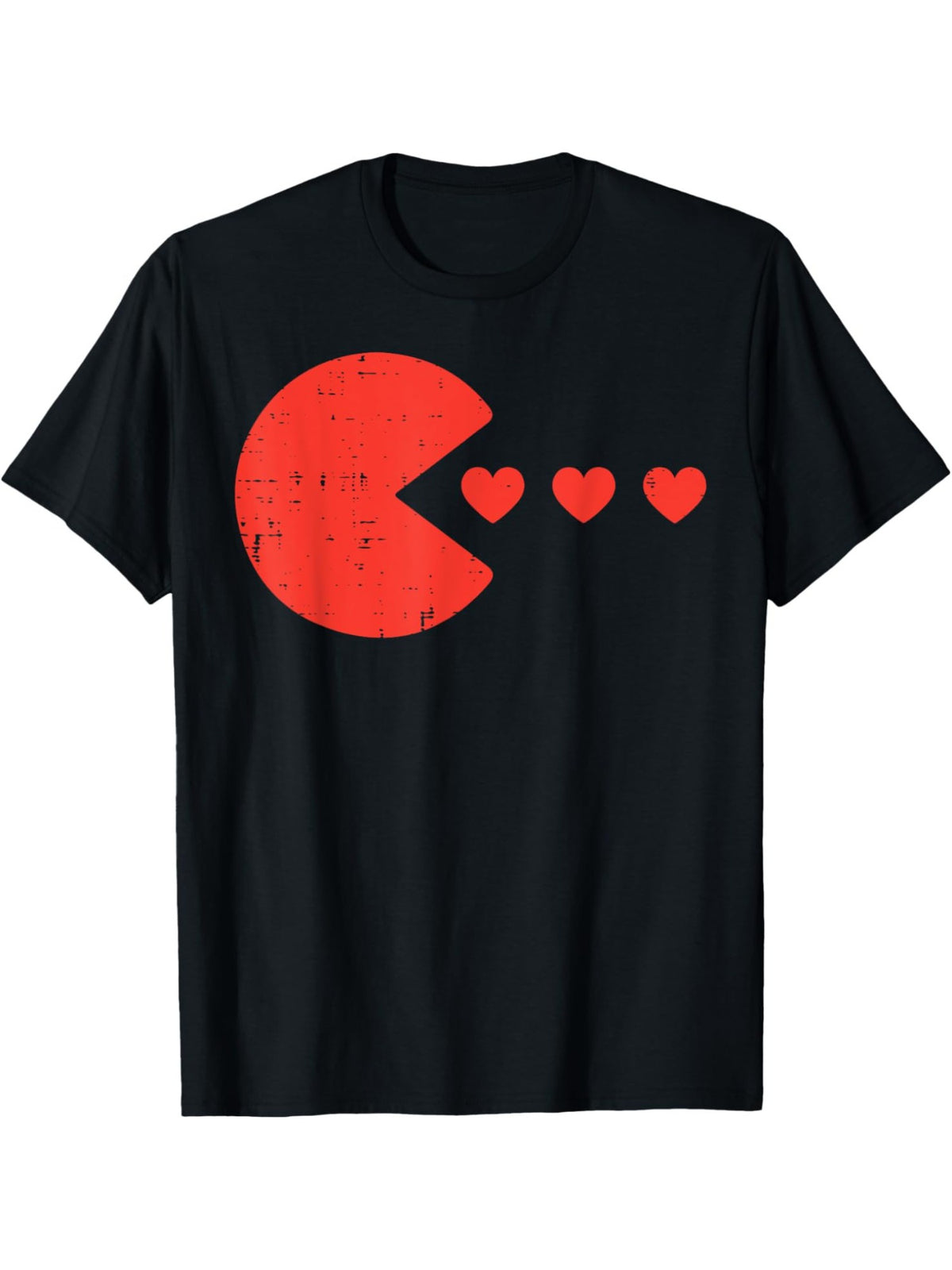 Men's Vintage-Inspired "Gamer Eating Hearts" Graphic T-Shirt - 100% Cotton, Comfortable & Casual Short-Sleeve Tee with Crew Neck, Ideal for Summer & Casual Attire, Great Gift for Gamers, Gamer Gift Item|Humorous Print|Soft Fabric Tee, Gamer T Shirt