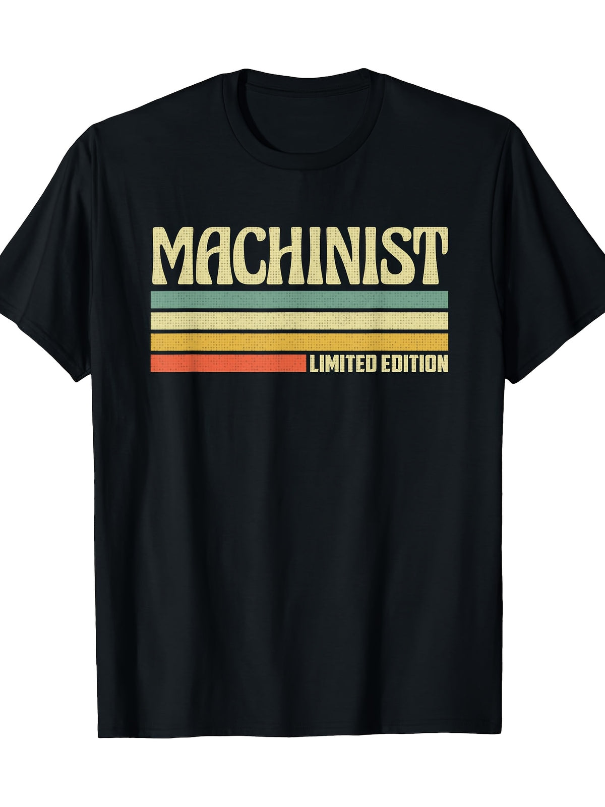 Retro Machinist Vintage Graphic T-Shirt - Limited Edition 100% Cotton 180gsm Heavyweight, Bold Lettering with Colorful Stripes, Regular Fit Short Sleeve Round Neck Casual Tee for Men & Women, Allseason Apparel, Machine Washable Top