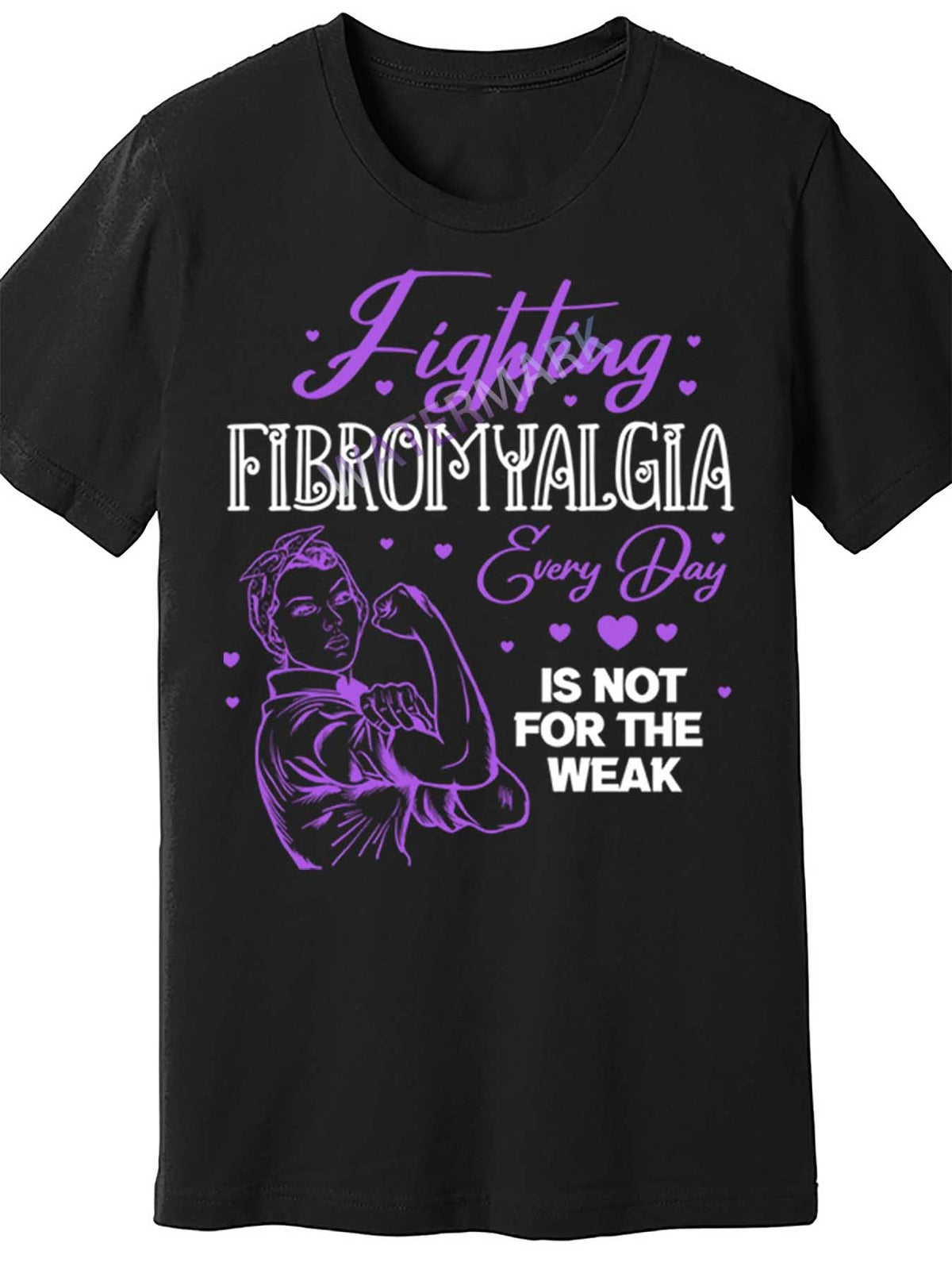 Fibromyalgia Awareness T-Shirt, 100% Cotton Crew Neck Short Sleeve Tee, Casual Knit Fabric with Medium Stretch, All-Season Solid Color Top for Adults - Black