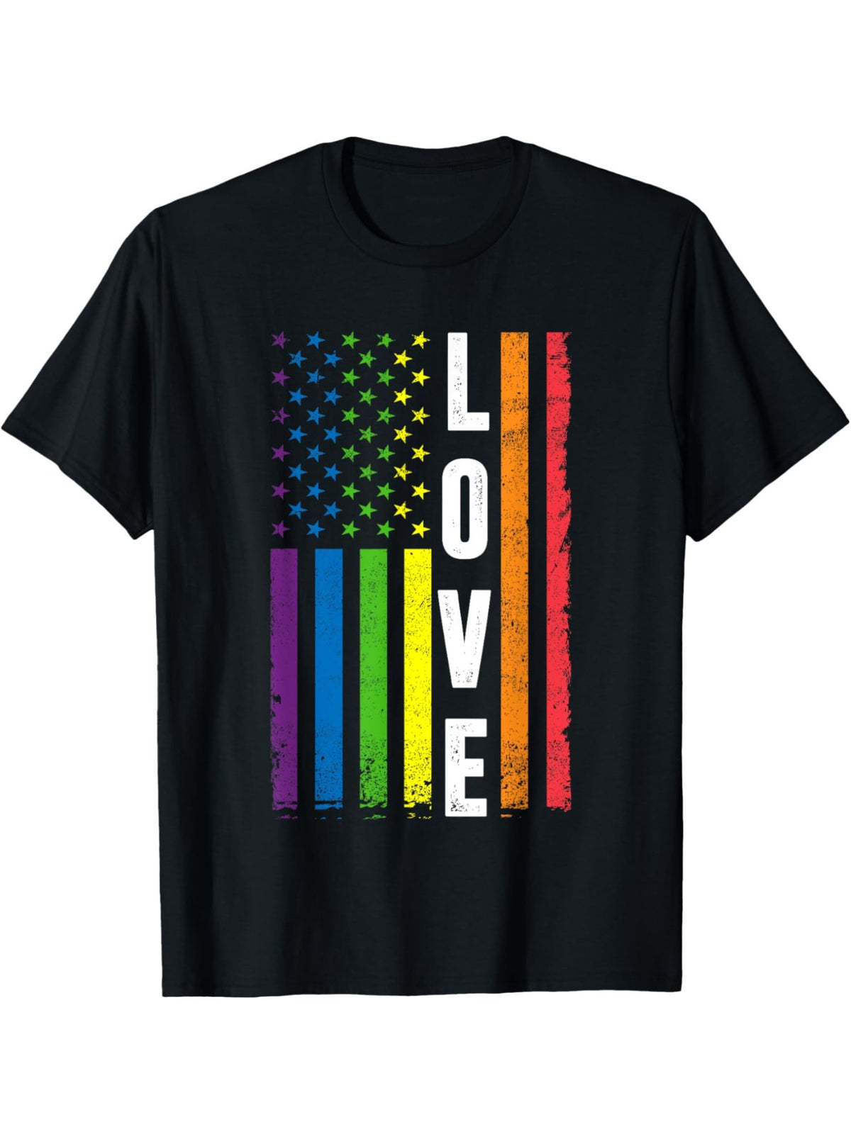 Men's Rainbow Flag Love Humor Vintage Printed T-Shirt - 100% Cotton, Comfortable Short-Sleeved Top for Everyday Activities, Summer Casual Wear, Ideal Birthday Gift