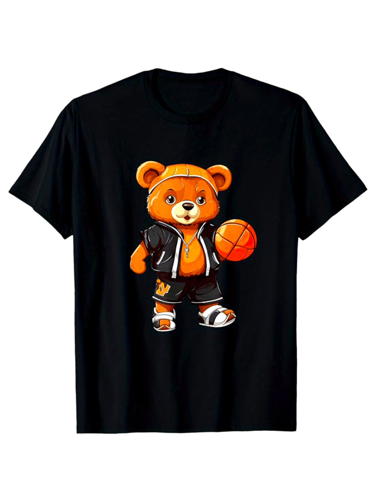 Men's Cotton T-Shirt With Teddy Bear Print, Casual Short Sleeve Round Neck Tee, Soft Comfortable Top, Fashion Tee